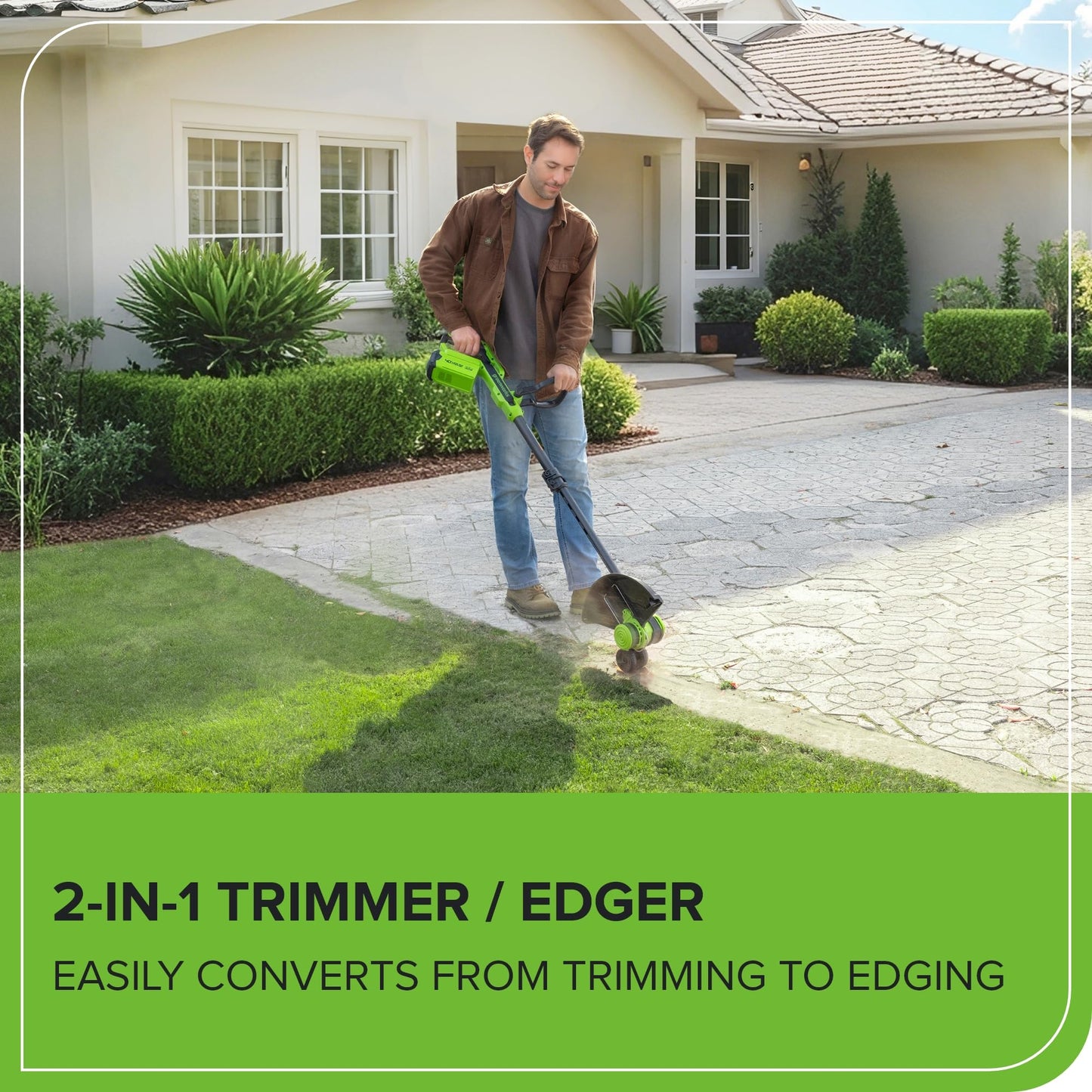 Greenworks 40V 13" Cordless String Trimmer/Weed Wacker + Edger (Includes 20 Blades), 2.0Ah Battery and Charger Included