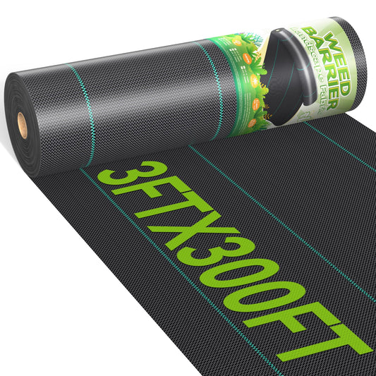iropro 3ftx300ft Weed Barrier Landscape 3.2oz Fabric Heavy Duty, Woven Weed Control Cloth, Woven Geotextile Fabric for Underlayment, Gardening Ground, Commercial Driveway Weed Block Cover Mat