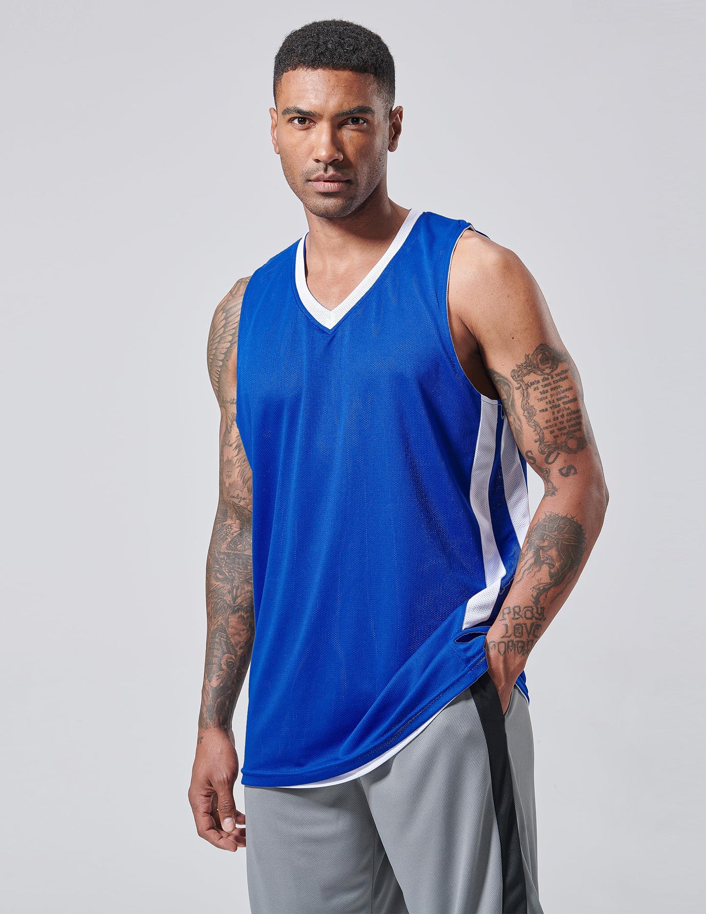 Liberty Imports Reversible Men's Mesh Athletic Basketball Jersey Single for Team Scrimmage (Blue/White, Large)