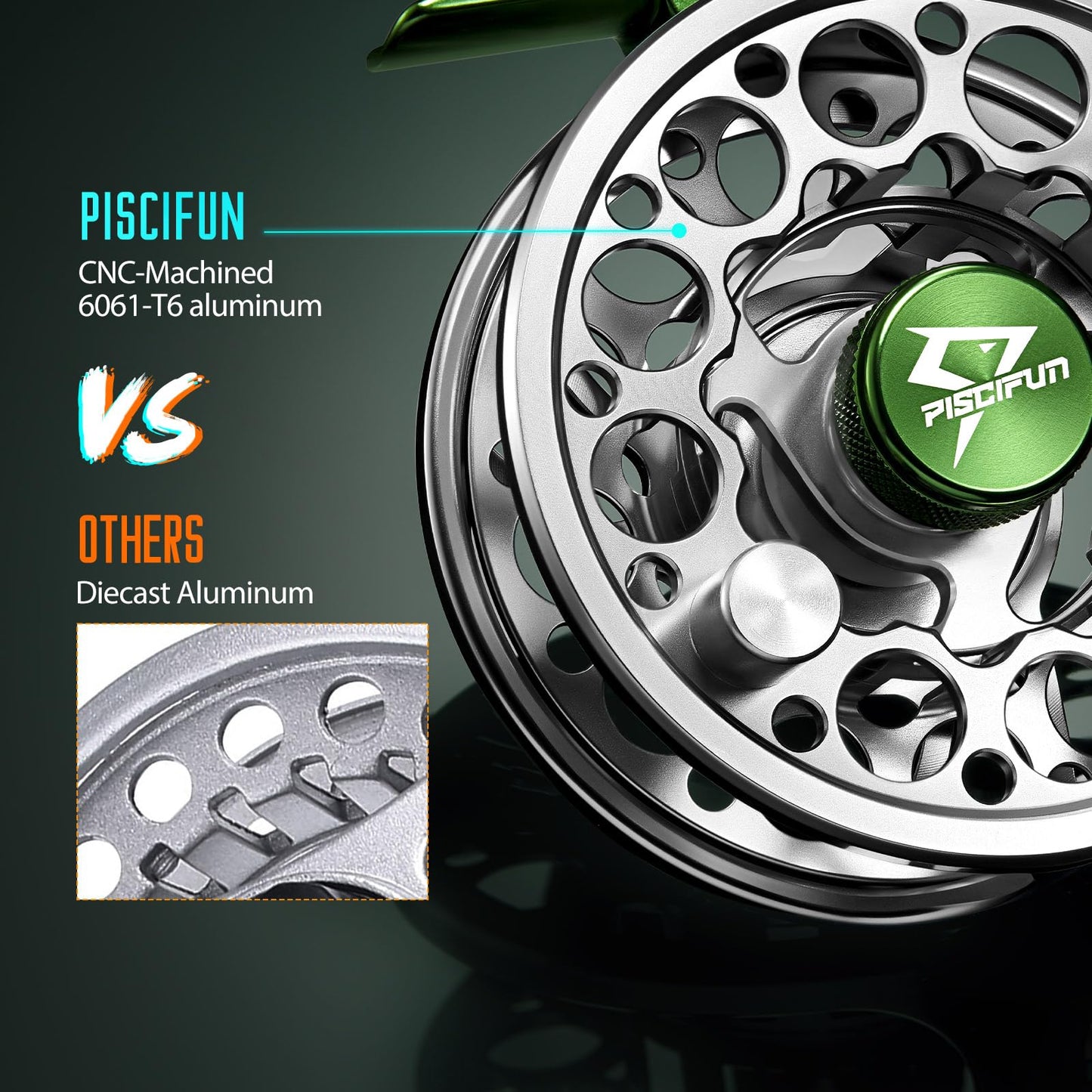 Piscifun Sword Fly Fishing Reel, CNC-Machined Aluminum Alloy Fly Reel, 3/4, 5/6, 7/8, 9/10 Weight, Black, Gunmetal, Space Gray
