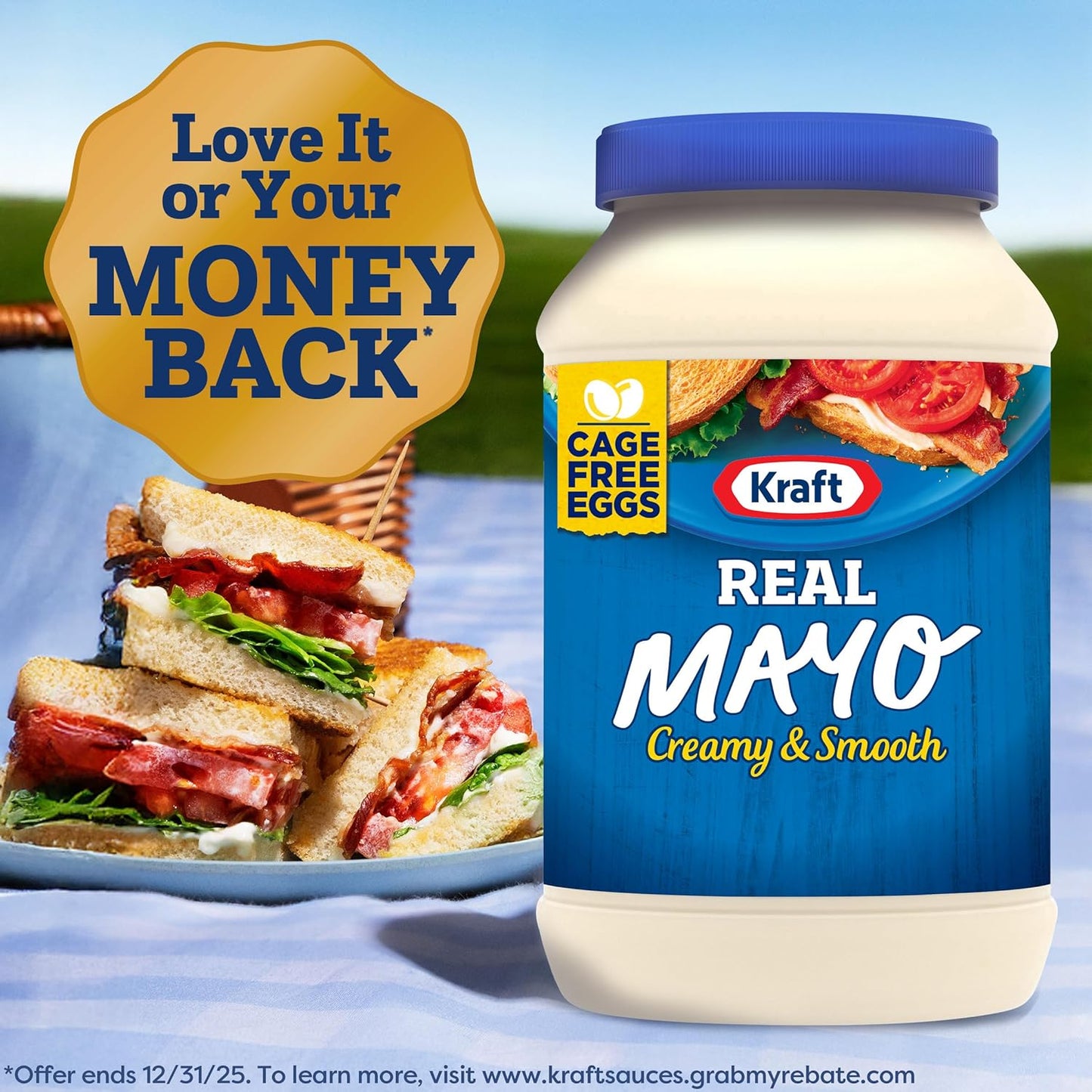 Kraft Real Mayo Creamy & Smooth Mayonnaise, for a Keto and Low Carb Lifestyle, 30 fl oz Jar
