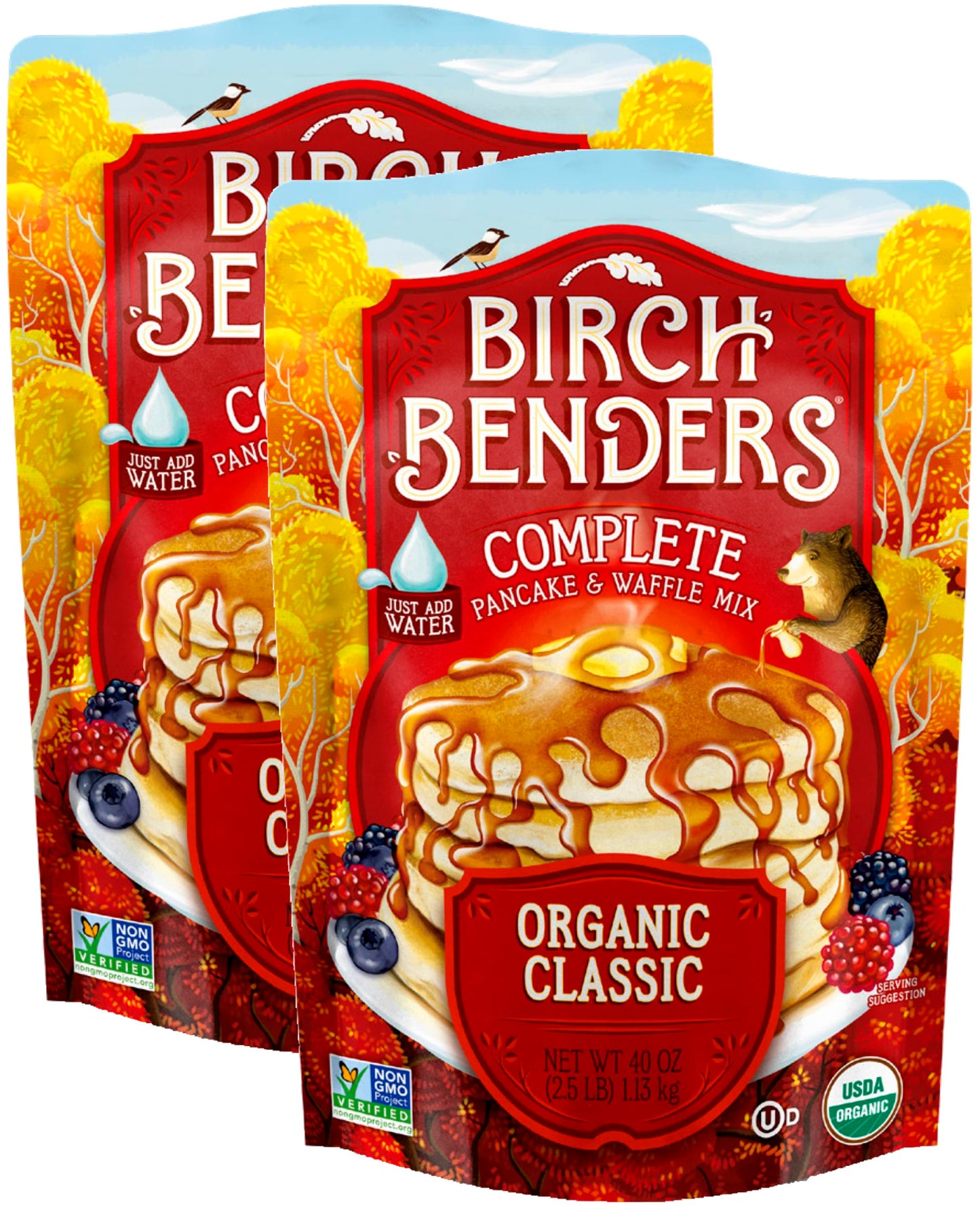 Organic Pancake and Waffle Mix, Classic Recipe by Birch Benders, Whole Grain, Non-GMO, Just Add Water, 16oz (Packaging may vary)