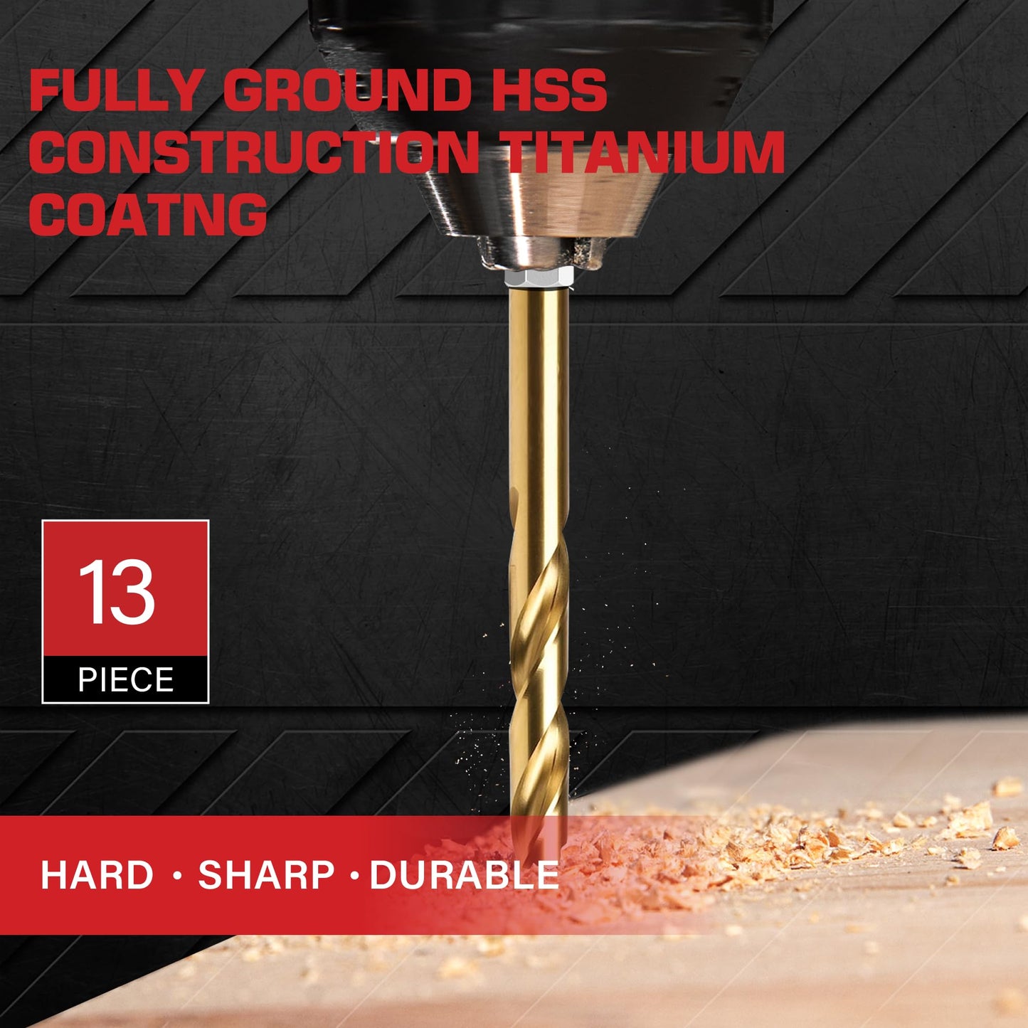 99PC Drill Bit Set, 135° Tip Titanium Coated High Speed Steel, Twist Drill Bit Kit for Iron, Aluminum Alloy, Copper, Wood, Plastic, with Storage Case 1/16"-3/8"