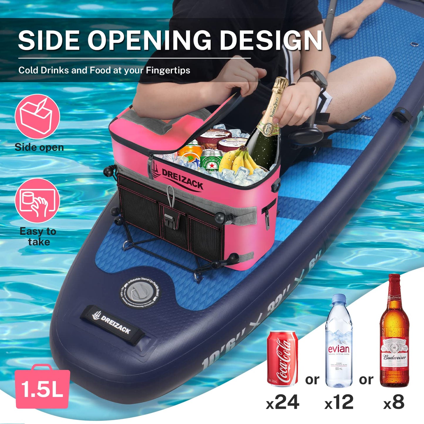 Dreizack Kayak Cooler Behind Seat, Waterproof Cooler for Kayaking,Paddle Board Cooler Compatible with Lawn-Chair Seat Kayak Accessories Cooler Bag Kayak Cooler Tow Behind for Camping Fishing