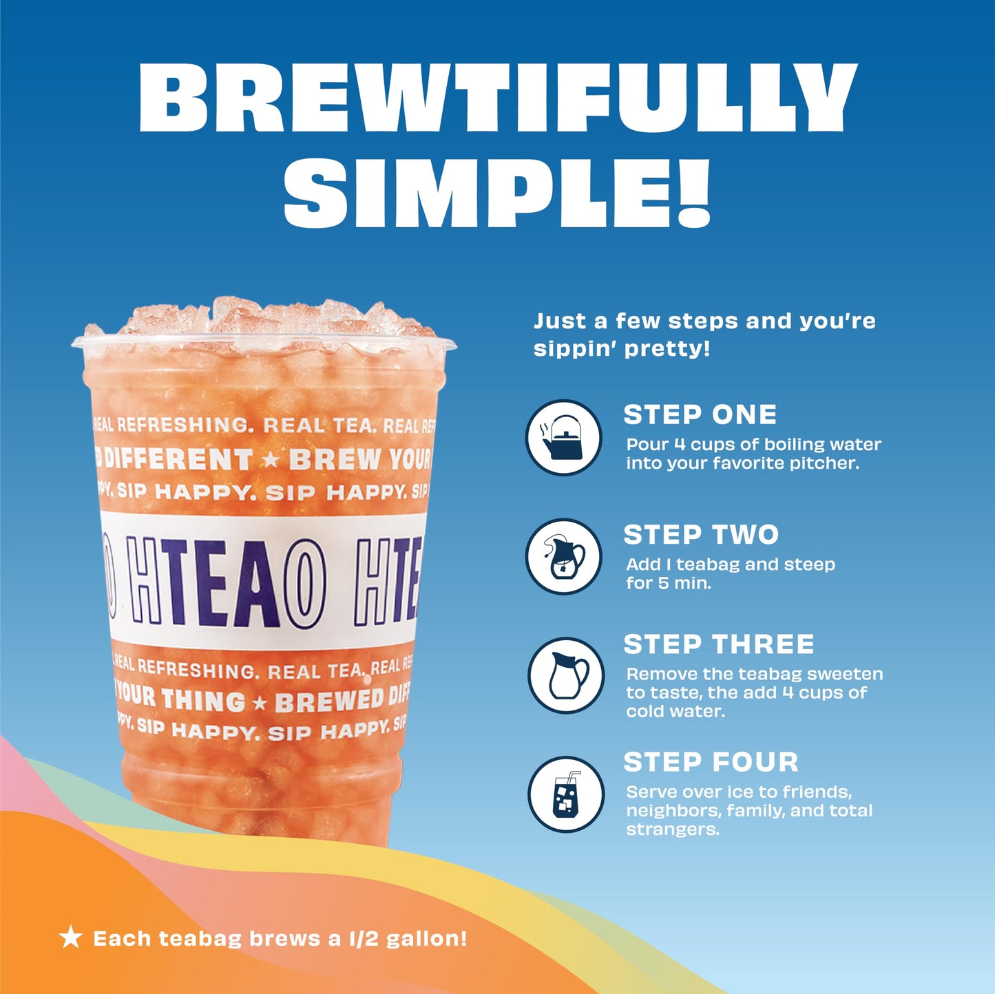 HTeaO Watermelon Texas-Style Flavored Iced Tea Bags for Summer – Instant Ice Tea Packets for Quick Brew - Loaded Tea Sachets Ready in 5 Minutes (16-Count, Makes 8 Gallons Total)