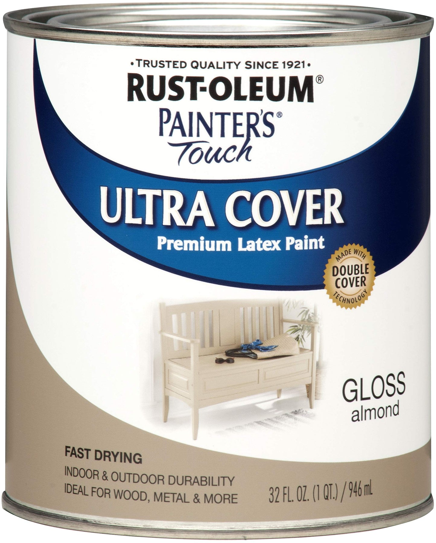 Rust-Oleum 1976502 Painter's Touch Latex Paint, Flat Black 32 Fl Oz, 1 Quarts, (Pack of 1)