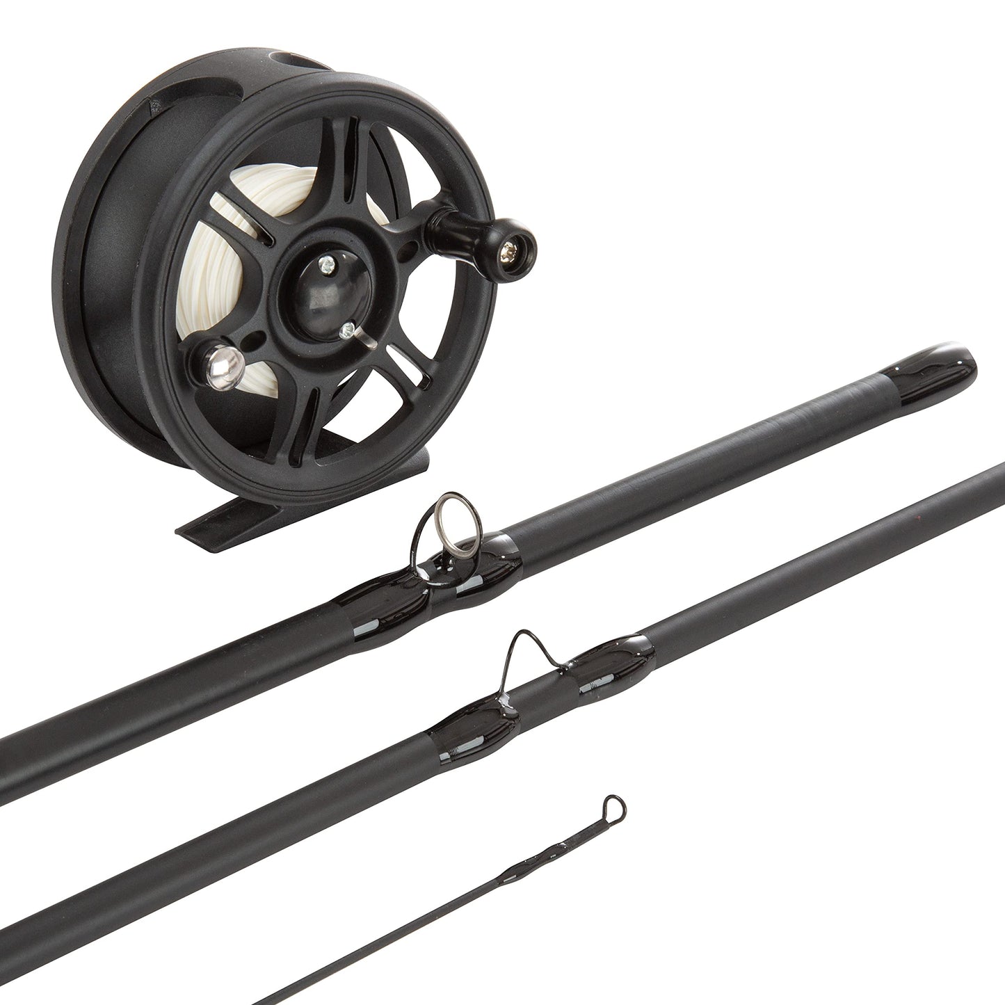 Fly Fishing Rod and Reel Combo - Including Carrying Case, Flies, and Fishing Line - Charter Series Gear and Accessories by Wakeman (Black)