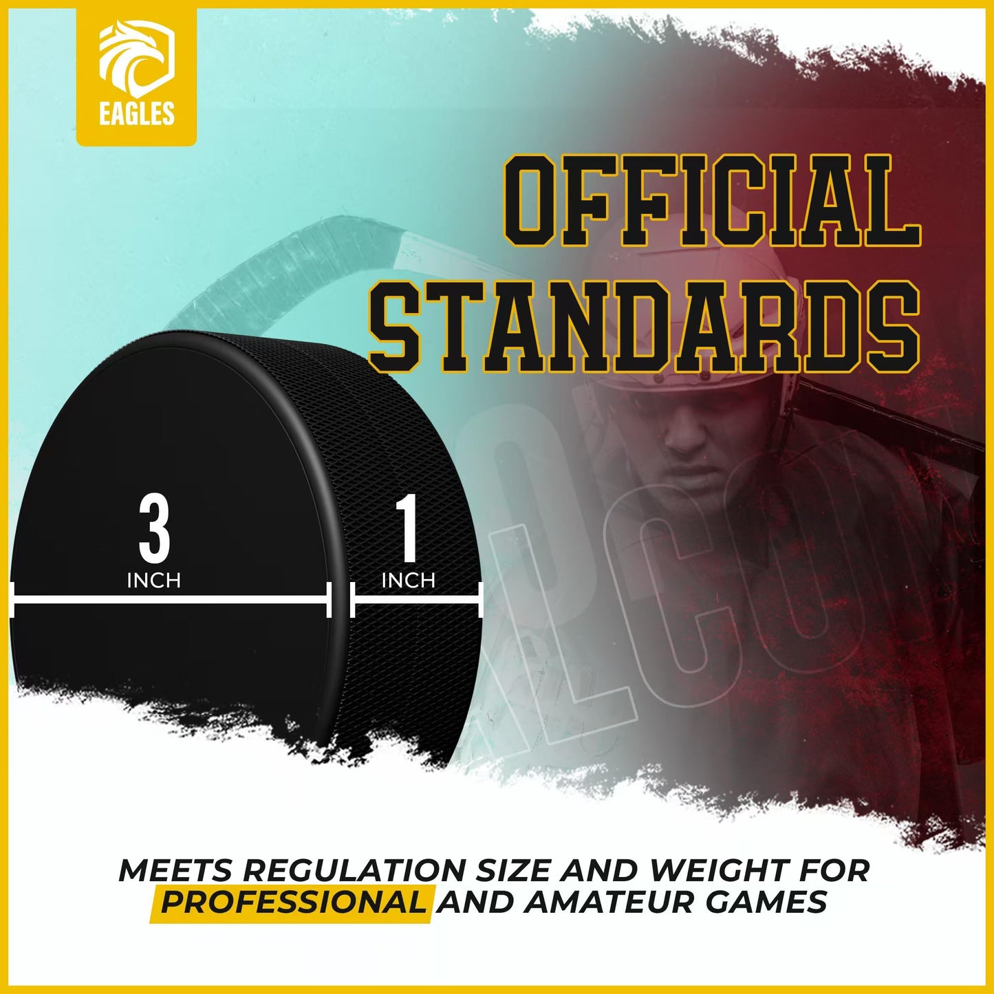 EAGLES Ice Hockey Pucks | High Grade Pucks Official Regulation Weight & Size for Practice & Classic Training - 6 oz Diameter 3" Thickness 1" Black Hockey Puck | Roller Hockey 2 Pack