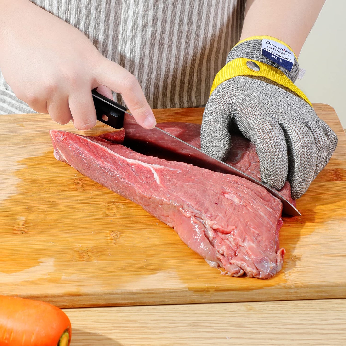 Dowellife Level 9 Cut Resistant Glove - Stainless Steel Mesh Metal Glove for Butcher, Meat Cutting, Oyster Shucking, Kitchen Mandoline, Chef Slicing, Fish Fillet (X-Large)
