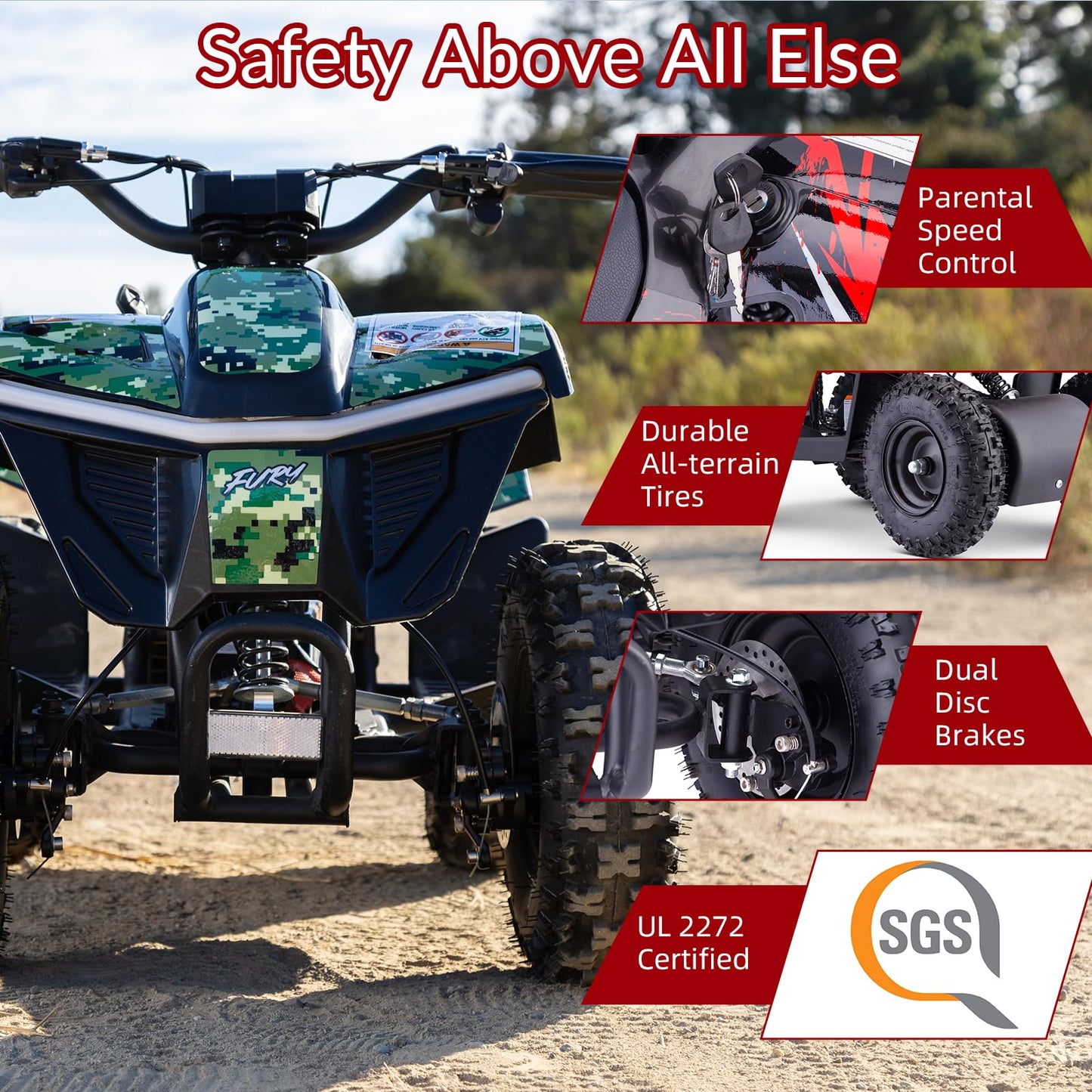 Droyd Electric ATV Vehicle Fury, 36V Kids Quad Bike with 500W Brushless Powerful Motor, 8-10 Miles Long Range Electric 4 Wheeler with Throttle Controlled Dual Suspension for Boys Girls Ages 6+