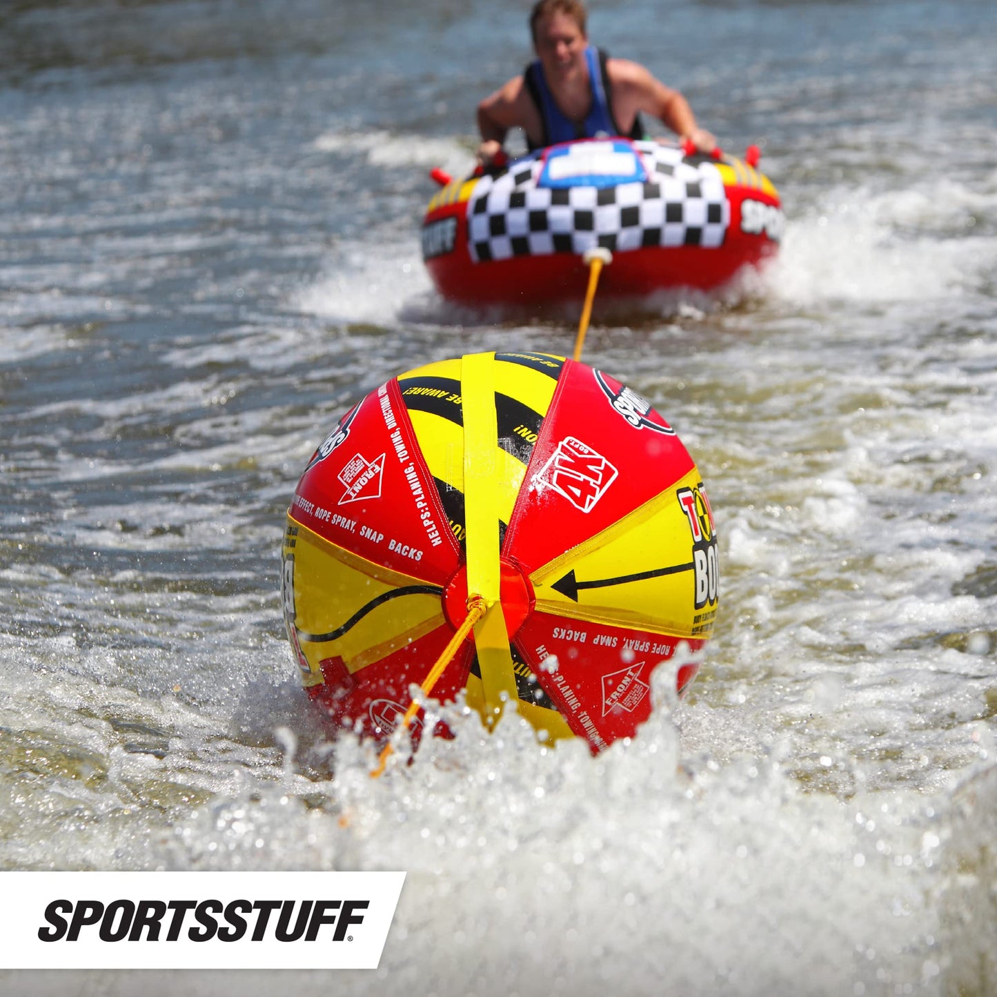 SportsStuff Booster Towable Tube Ball Towable Rope for Lift and Visibility, 60 ft Rope with 4,100 lb Break Strength