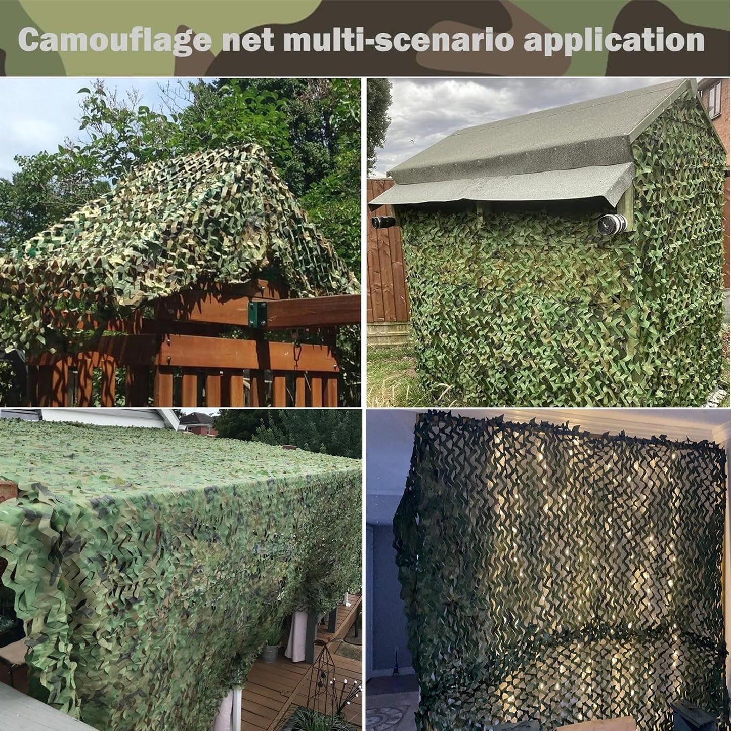Yeacool Camo Netting Camouflage Netting Camo Blind Army Net Sunshade Mesh for Hunting Military Decorations Party Shooting (Woodland Camo, 6.5ftx4.9ft, 2m*1.5m)