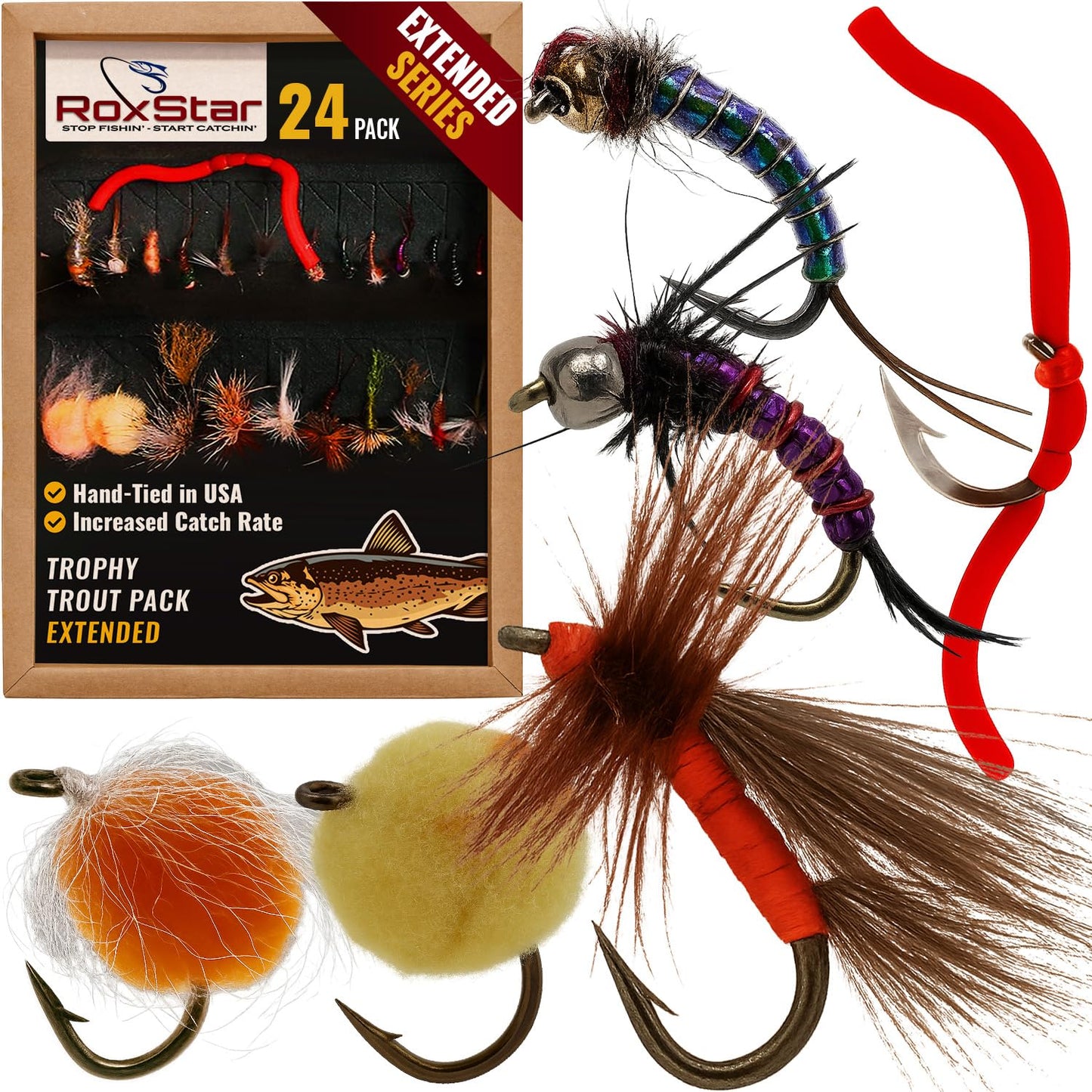 RoxStar Fishing Fly Shop | Trophy Trout Fly Assortment | Wet & Dry Trout Flies | Gift Box Included. | Proudly Made in The USA…