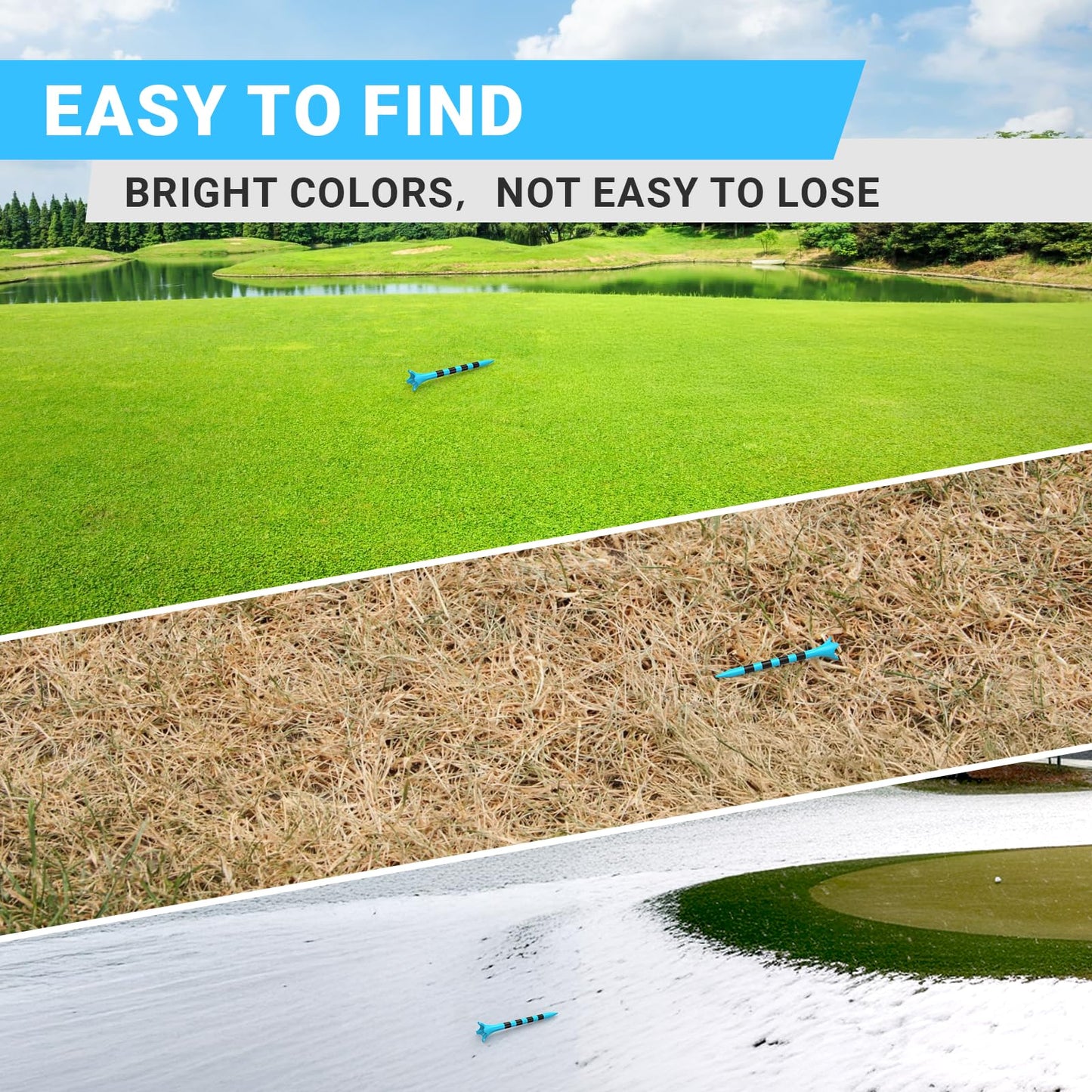 Full Choice100 Pack 3-1/4" Plastic Golf Tees, Enhanced Durability & Stability, Engineered to Minimize Friction and Side Spin