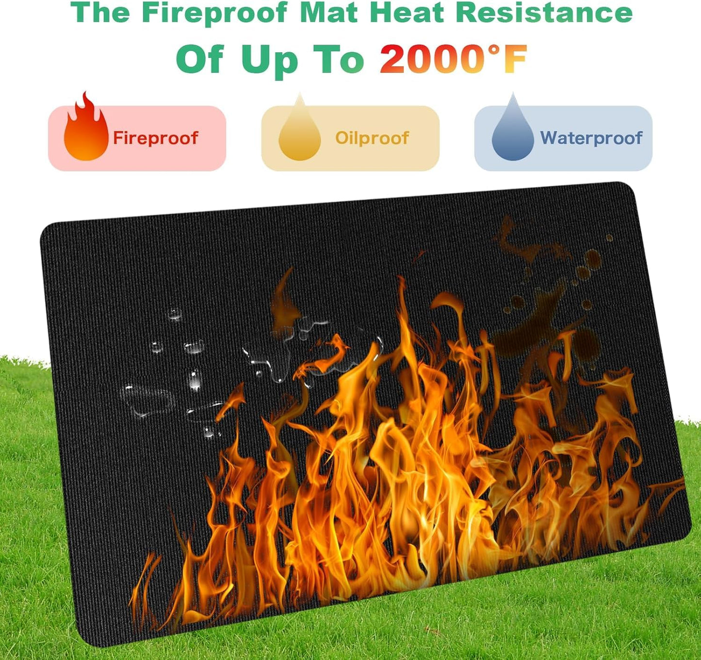 Large 76 x 52 inches Under Grill Mats for Outdoor Grill | Double-Sided Fireproof | Waterproof | Oil-Proof | Easy to Clean | Indoor Fireplace/Fire Pit Mat | Quality BBQ Mat for Deck Patio Lawn