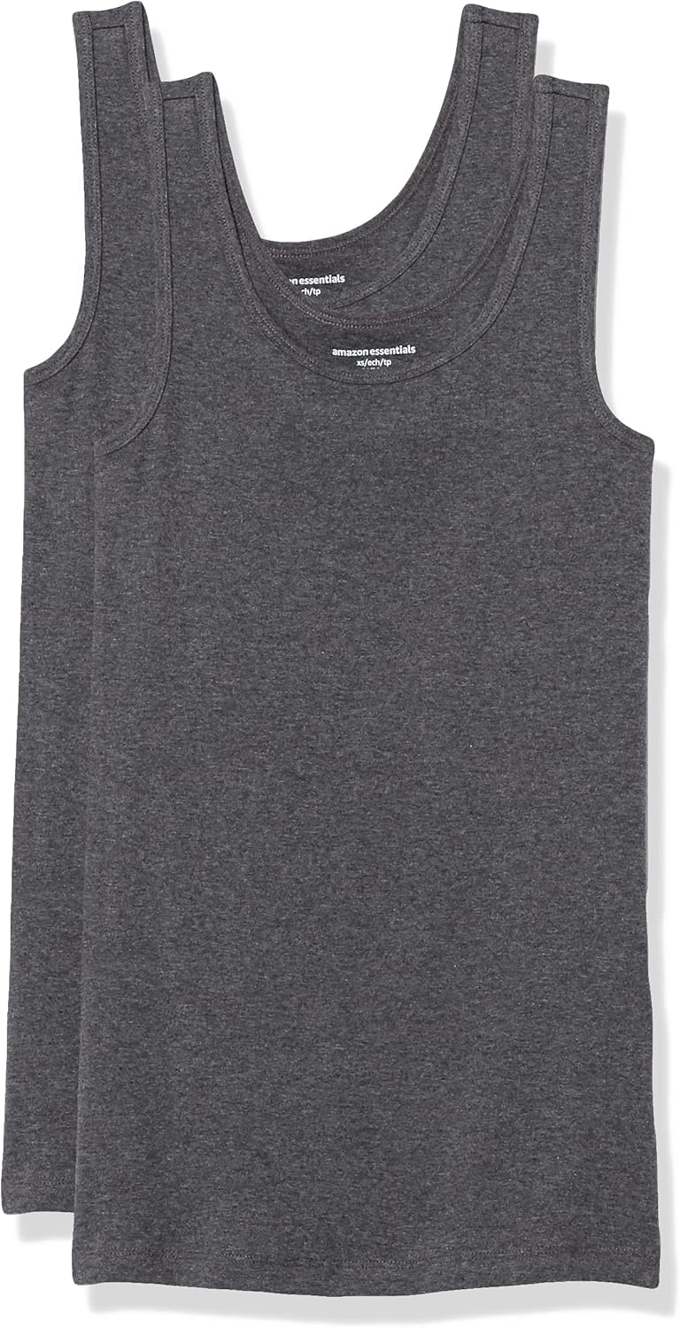 Amazon Essentials Women's Slim-Fit Scoop Neck Tank Top, Pack of 2