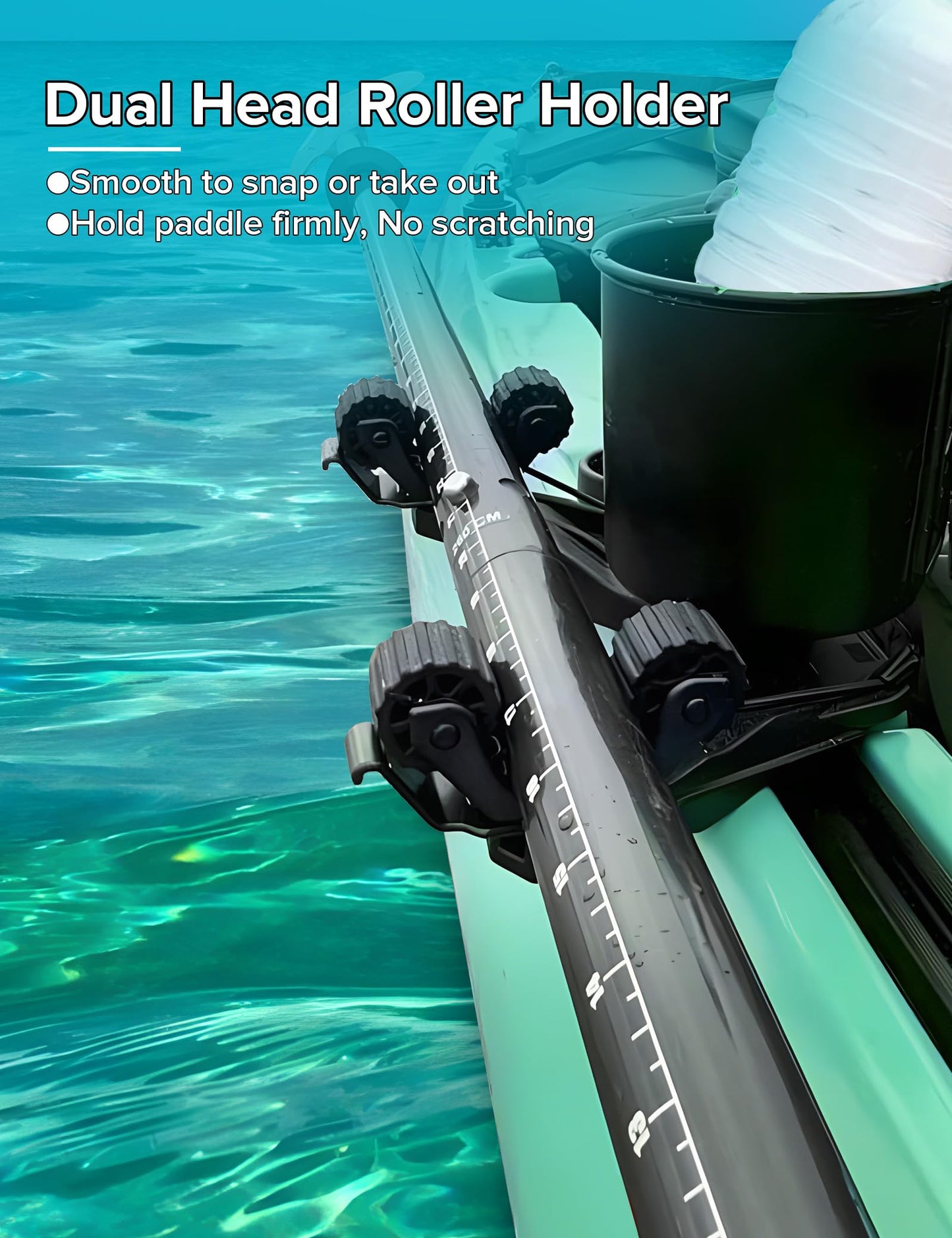 Kayak Paddle Holder, Kayak Accessories for Fishing, Dual Head Kayak Track Mount Accessories, Offset Paddle Holder for Kayaking, Kayak Rail Accessories