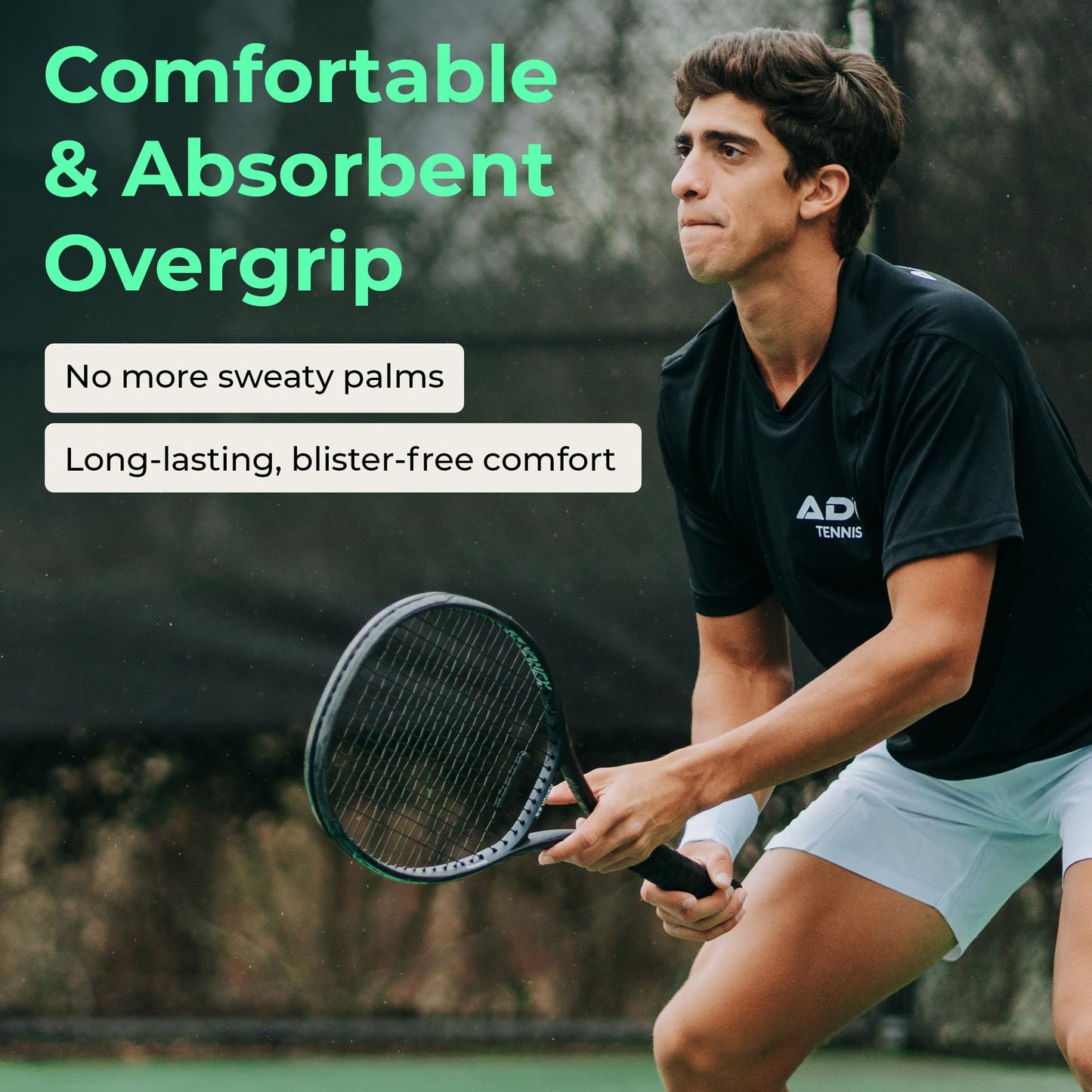 ADV Dry Tennis Overgrip Tape - 3, 12, 30, 60 Pack - FeltTac Tennis Racket Grip Tape - Ultra Absorbent Tennis Grip Tape - Comfort Tennis Racket Grips - Tennis Grips Overgrip (6-Pack Black)