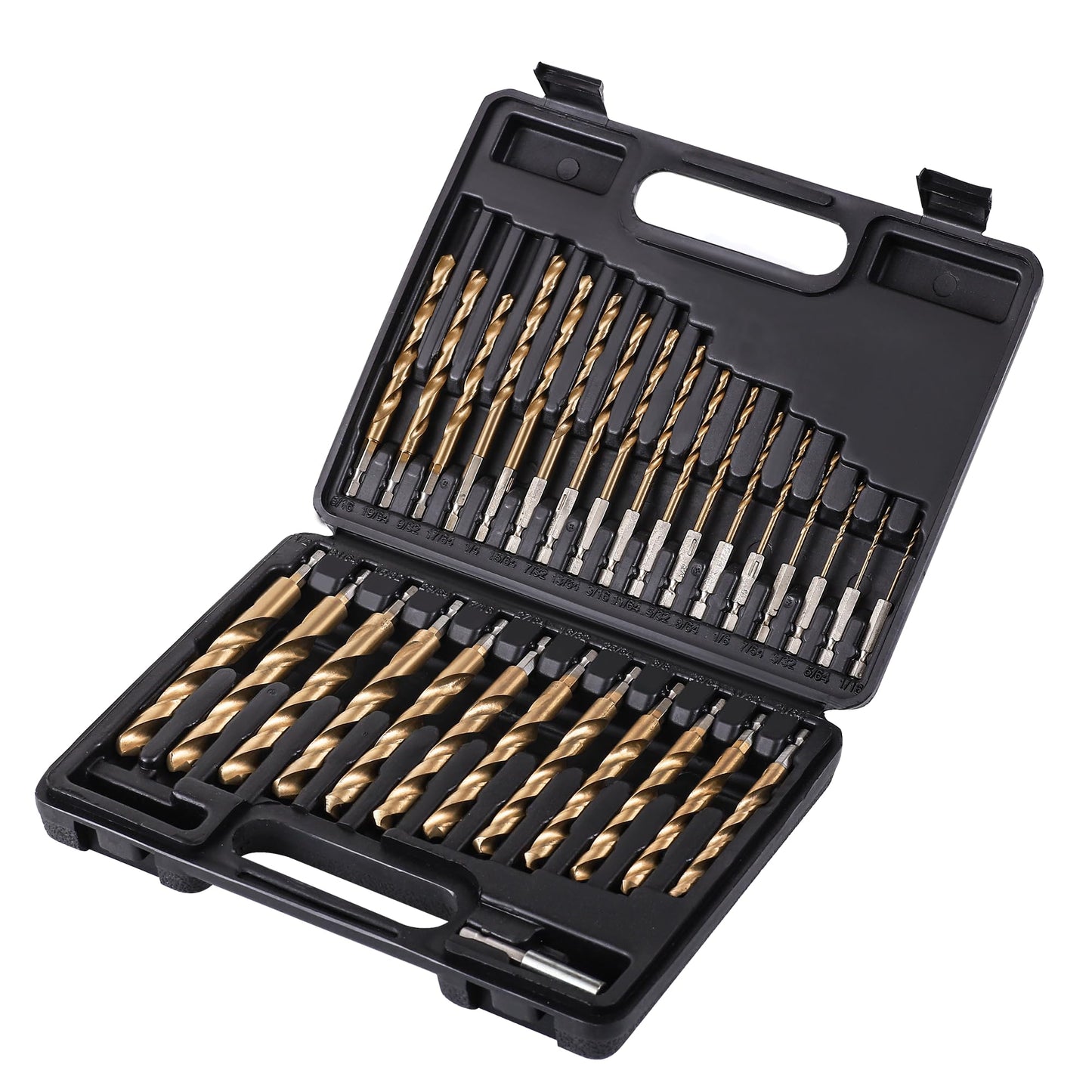 99PC Drill Bit Set, 135° Tip Titanium Coated High Speed Steel, Twist Drill Bit Kit for Iron, Aluminum Alloy, Copper, Wood, Plastic, with Storage Case 1/16"-3/8"