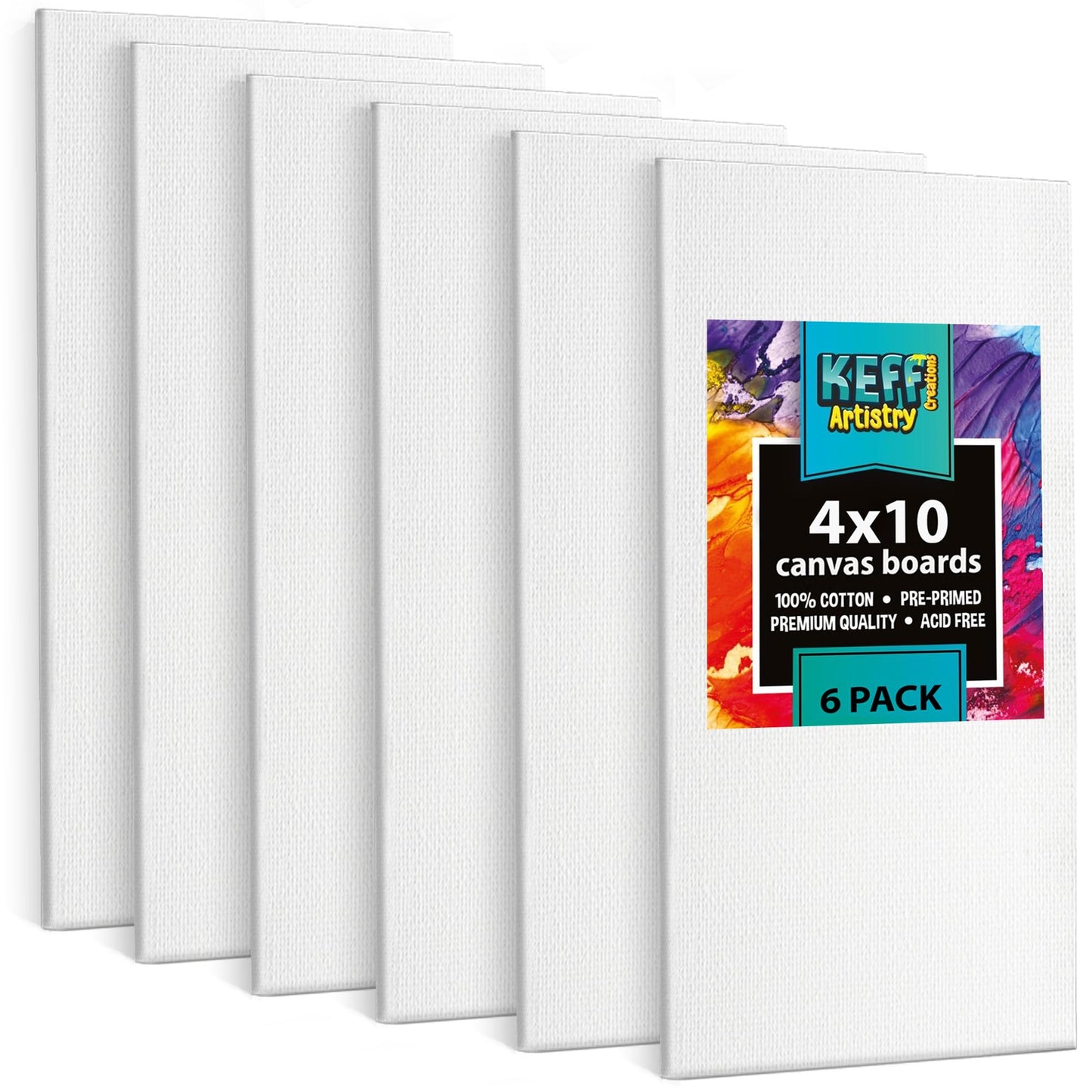 KEFF 24-Pack Bulk Canvas for Painting, 6 of 5x7, 8x10, 9x12, 11x14 Canvas Boards for Painting, Art Supplies for Adults & Kids - 100% Cotton Primed Painting Canvas for Acrylic, Oil, Watercolor, Tempera