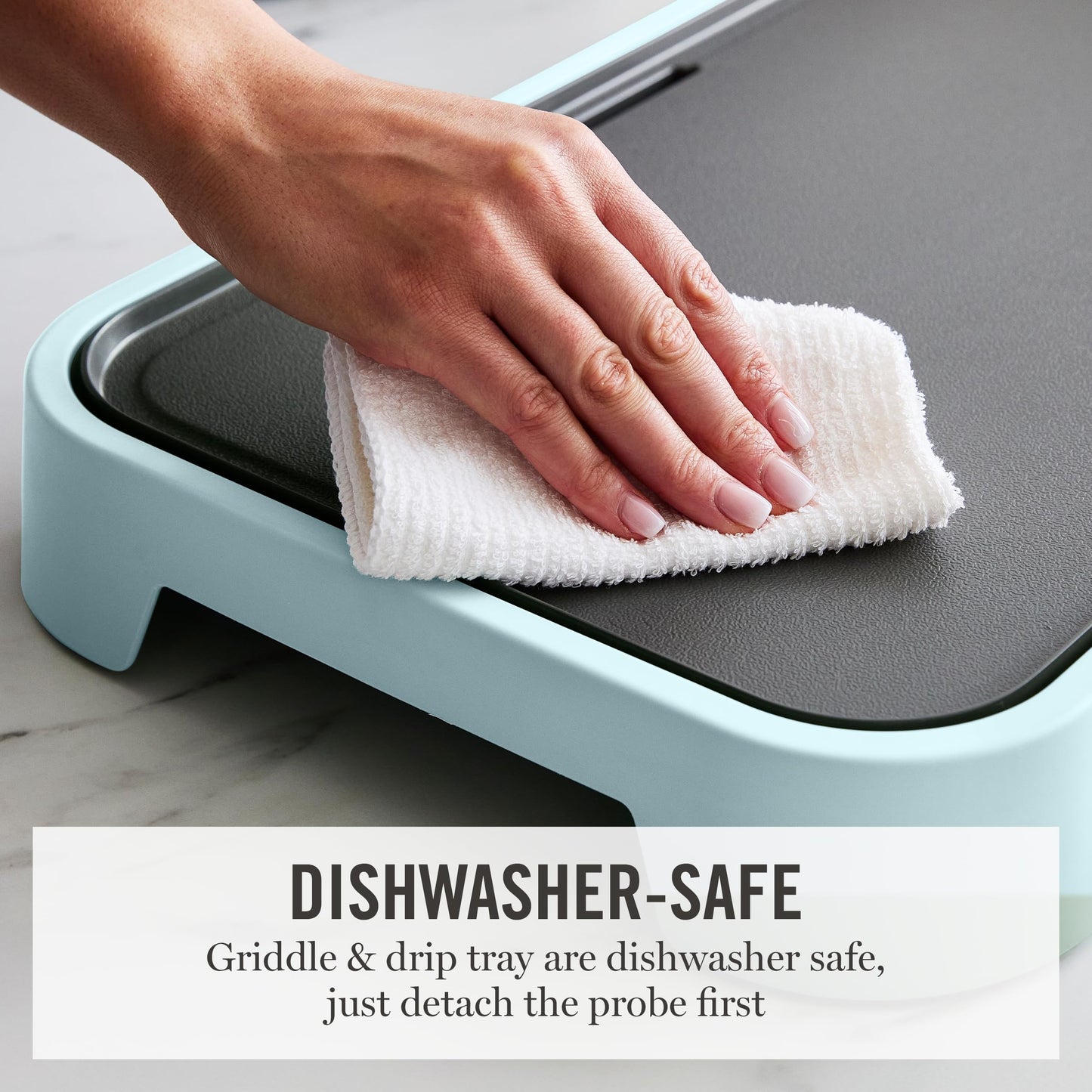 Martha Stewart 12” x 22” Electric Griddle, XL Ceramic Nonstick Flat Top Cooking Surface, Adjustable Temperature Dial, Drip Tray, Dishwasher Safe, 1500W Fast Even Heating, Pancakes & Eggs, Linen White