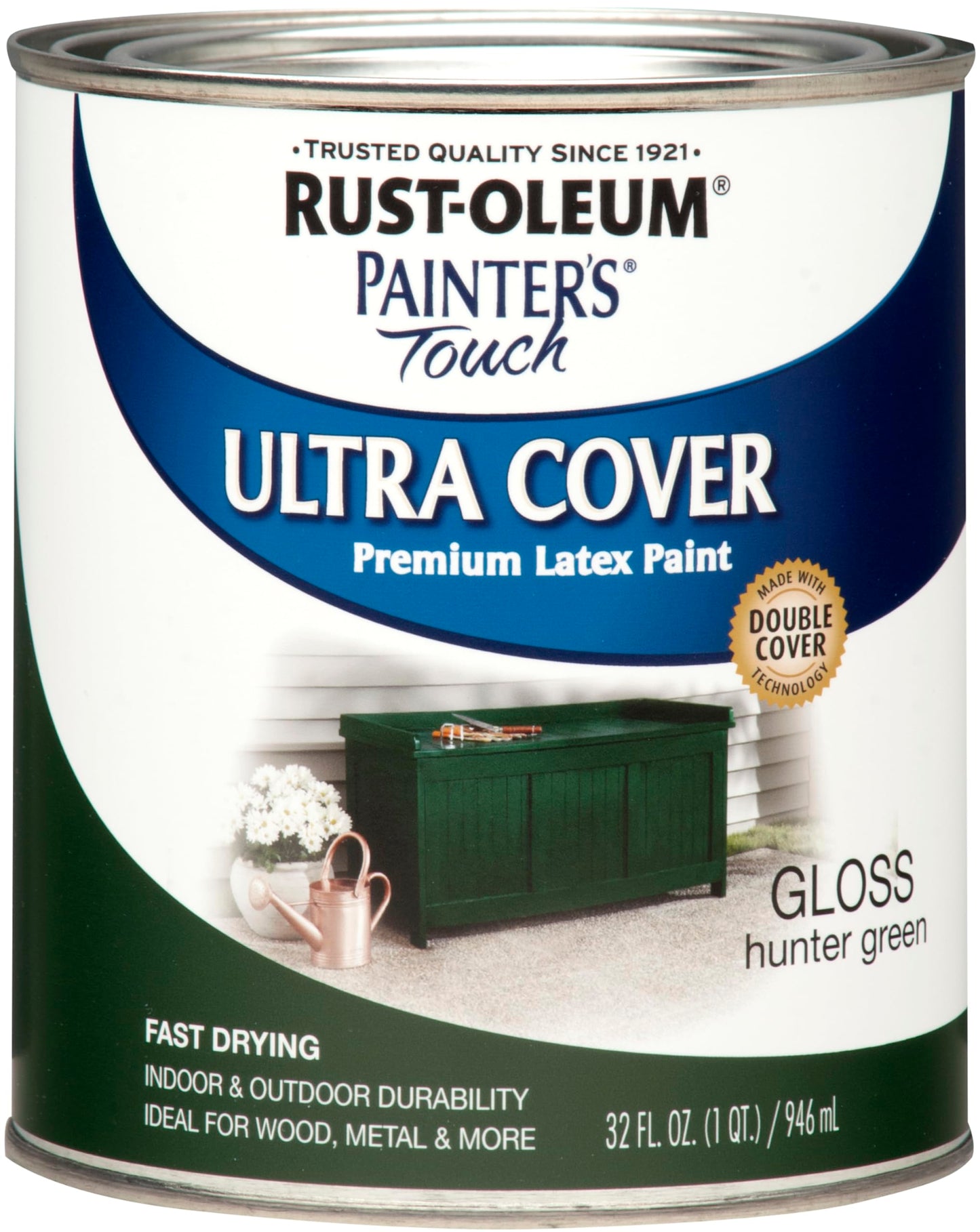Rust-Oleum 1976502 Painter's Touch Latex Paint, Flat Black 32 Fl Oz, 1 Quarts, (Pack of 1)