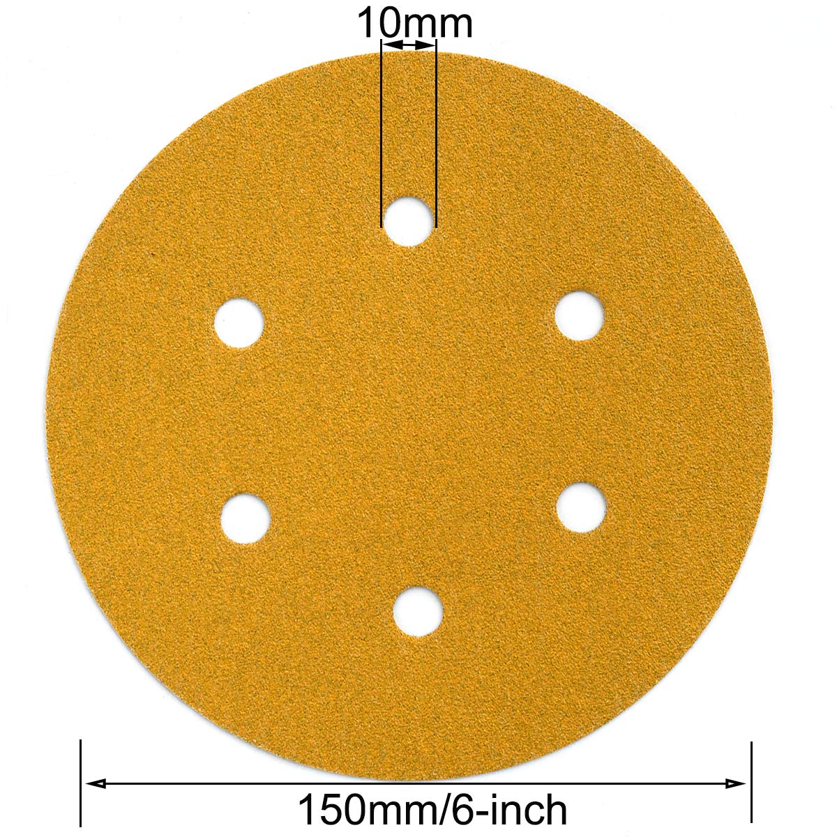 6-Inch 6-Hole Hook and Loop Sanding Discs 600-Grit, Random Orbital Sandpaper for Automotive and Woodworking, 100-Pack