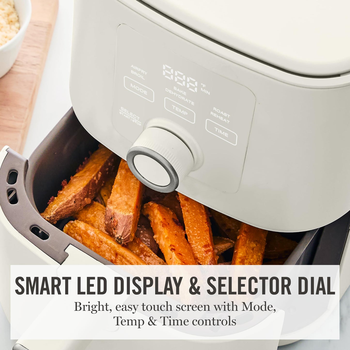 Martha Stewart 6QT Air Fryer, 6-in-1, Bake, Broil, Roast, Air Fry, Dehydrate, Reheat, Ceramic Non-Stick Basket, Crispy Results Fast, 400°F Max Temp, Shake Reminder, Auto Shut-Off, Honeydew Green