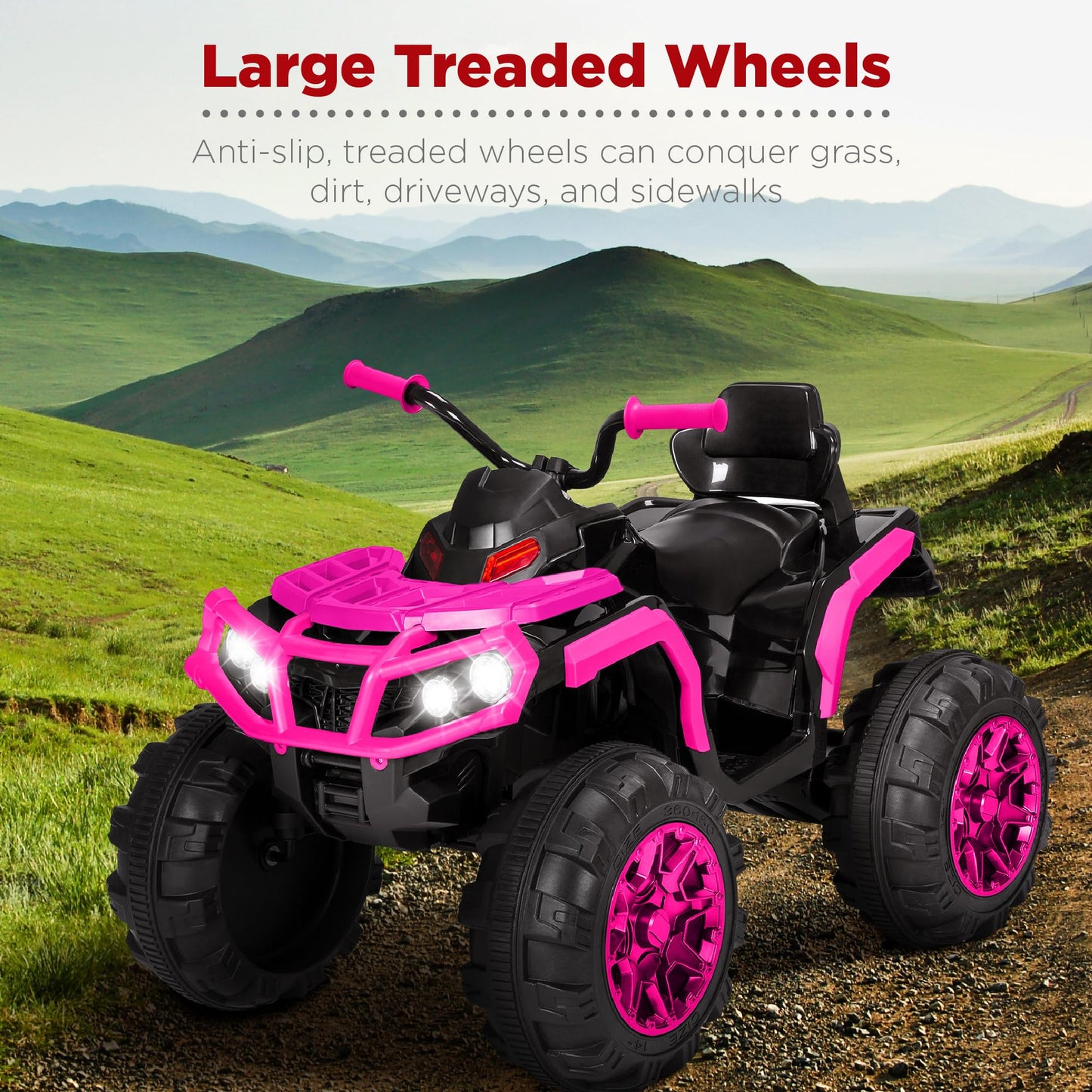 Best Choice Products 12V Kids Ride-On Electric ATV, 4-Wheeler Quad Car Toy w/Bluetooth Audio, 3.7mph Max Speed, Treaded Tires, LED Headlights, Radio - Black