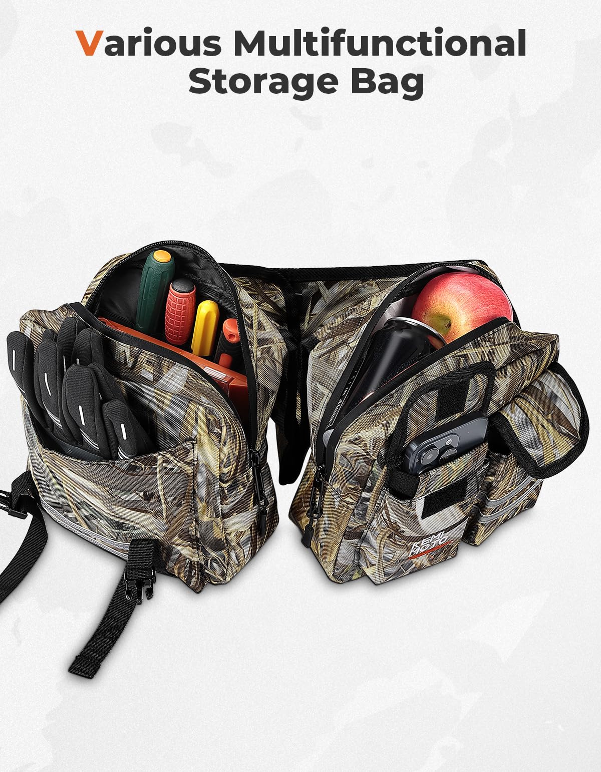 KEMIMOTO ATV Tank Bag Water-resistant Cooler All Terrain Vehicles Accessories Motorcycle Saddle Bag Compatible with Most ATVs and Snowmobiles Bicycles