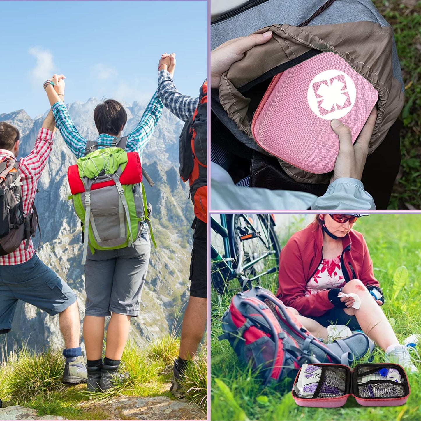 276PCS First Aid Kit Home Car Camping Hiking Emergency Supplies Small Compact Lovely Bag for School Outdoor, Basic Outdoor Essentials Survival Kit for Travel AMORNING