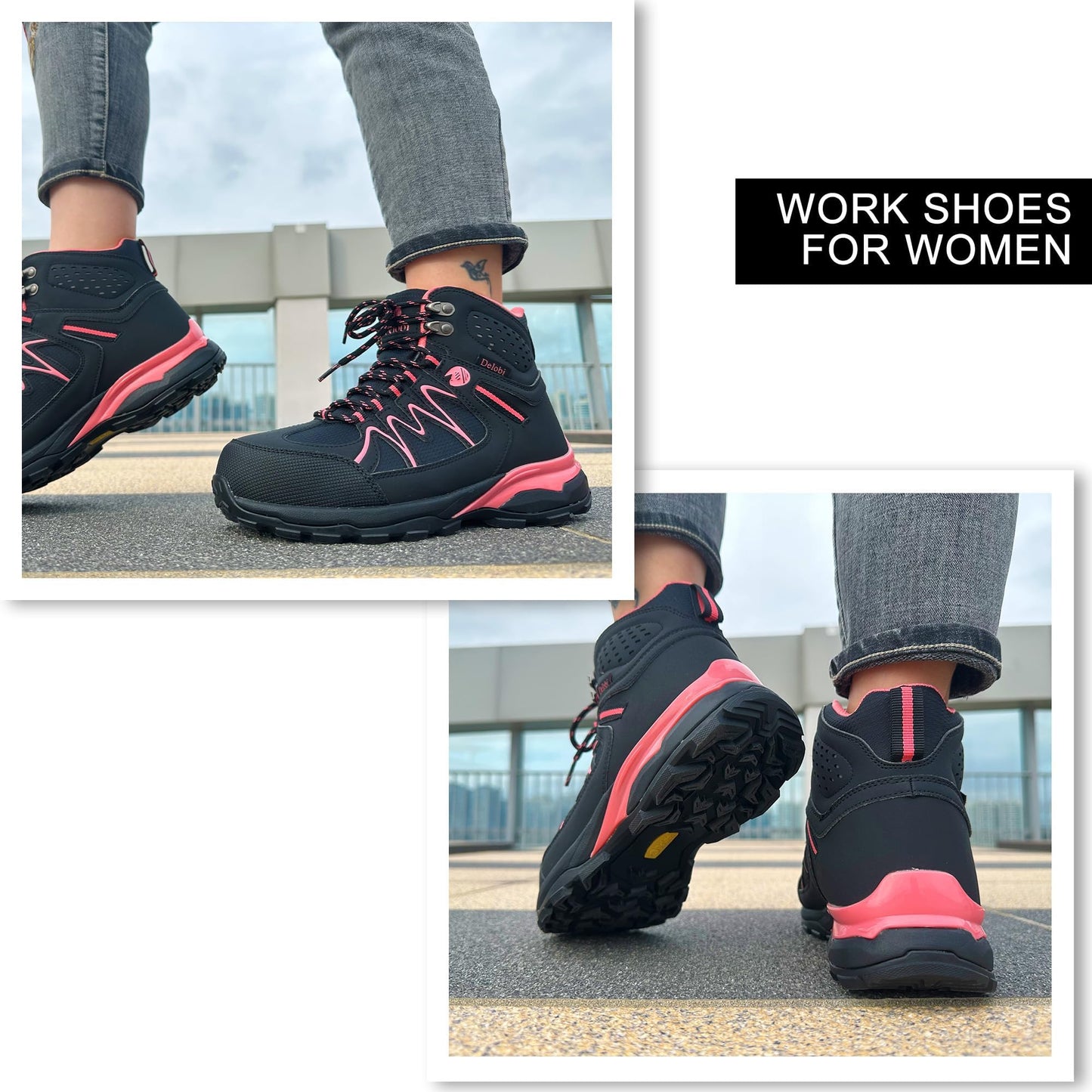 Steel Toe Work Boots for Women - Insulated Work Boots Steel Toe Sneakers Comfortable Construction Boot Lightweight Work & Safety Toe Shoes Gifts for Construction Workers for Work Construction