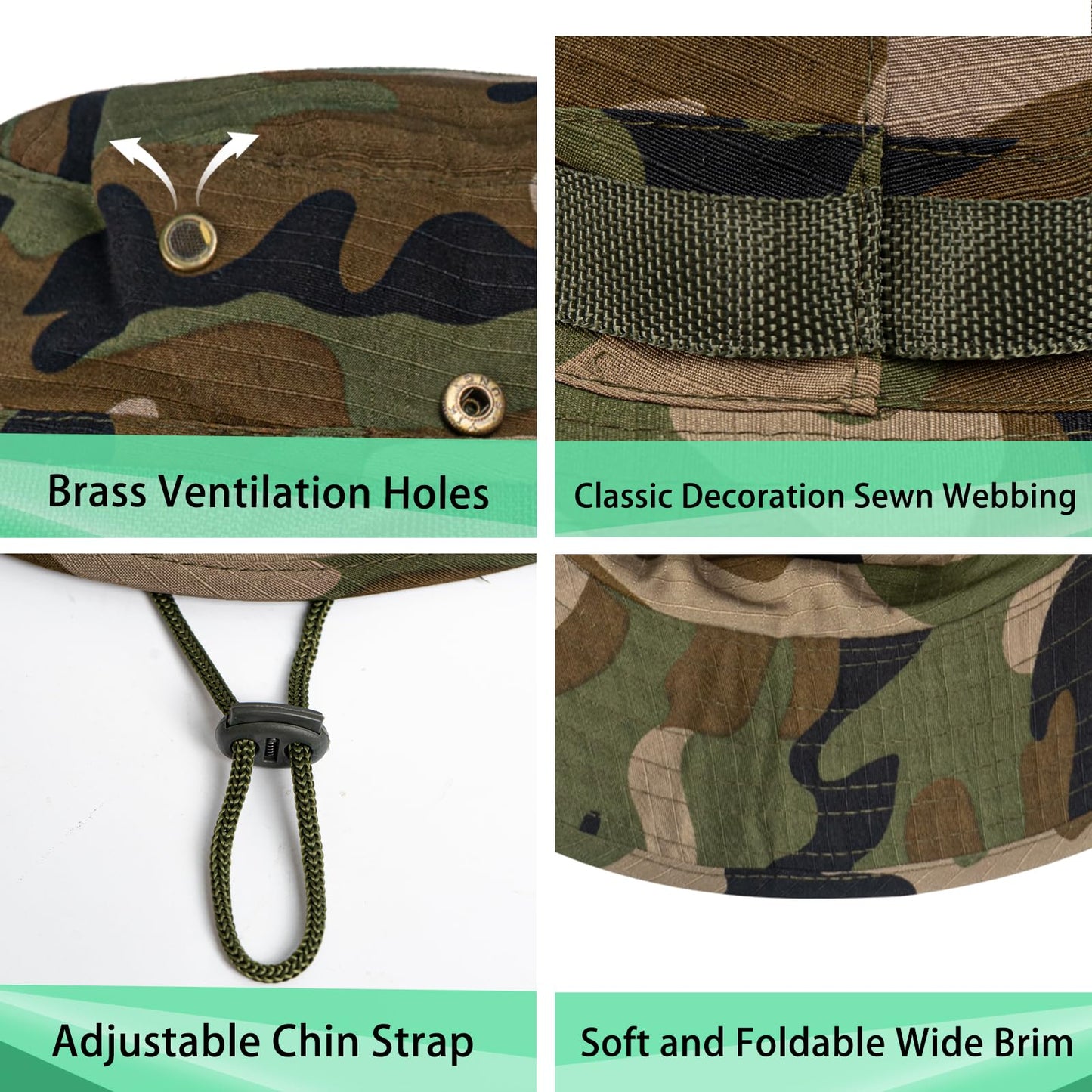 Sun Hats for Men Women Boonie Hat UPF 50+ Bucket Hat Wide Brim UV Protection Fishing Hiking Safari Outdoor Hats