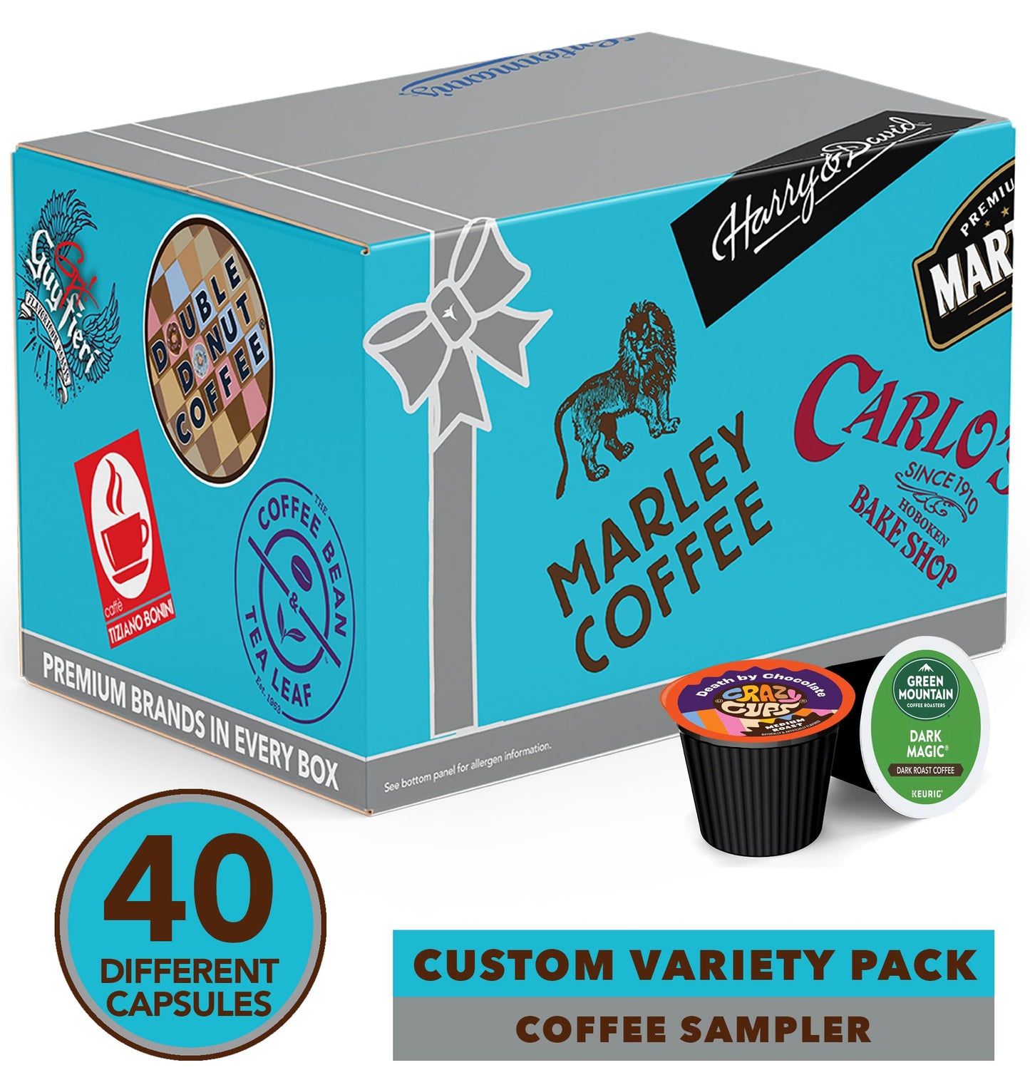 Flavored Decaf Coffee Pods Variety Pack Compatible with Keurig K Cups Brewers, 40 Count, Assorted Decaffeinated Flavored Coffee Sampler(Pack of 1)