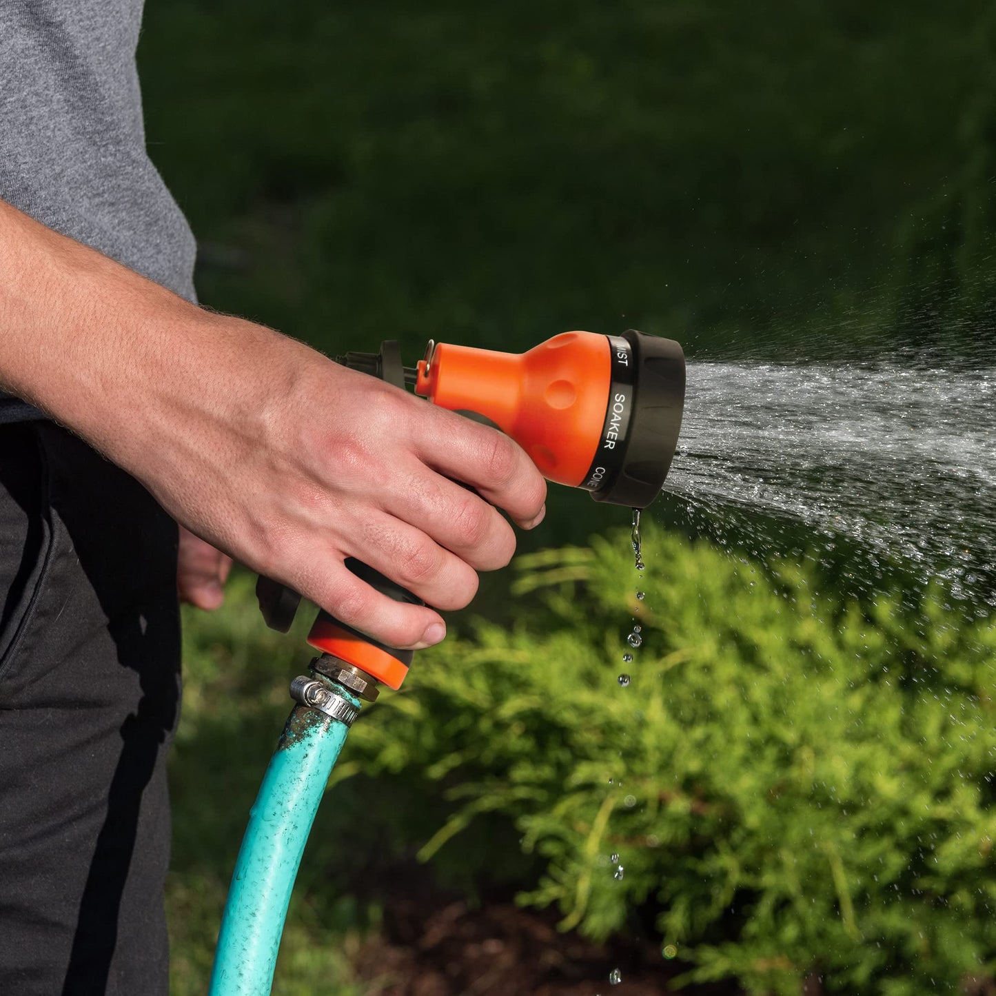 AUTOMAN-Garden-Hose-Nozzle, ABS Water Spray Nozzle with 7 Adjustable Watering Patterns, Slip Resistant for Watering Plants, Lawn& Garden, Washing Cars, Cleaning, Showering Pets & Outdoor Fun.