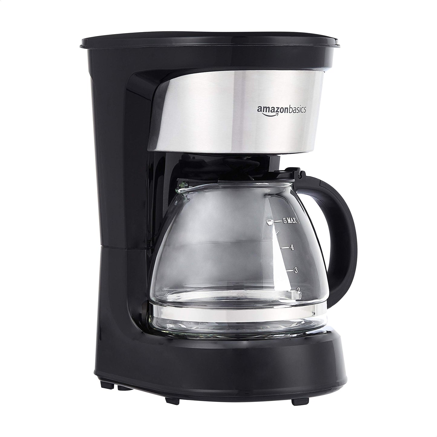 Amazon Basics Coffee Makers, 12-Cup Coffee Machines with Reusable Filter, Coffee Pots, Black & Stainless Steel