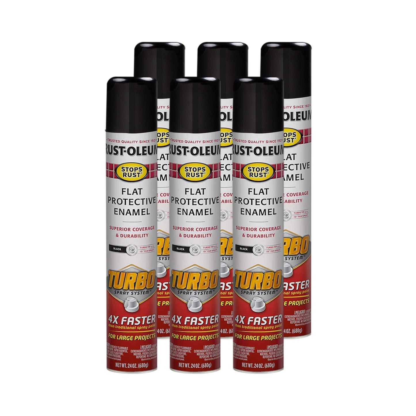 Rust-Oleum 376298 Stops Rust Turbo Spray System Spray Paint, 24 oz, Flat Black