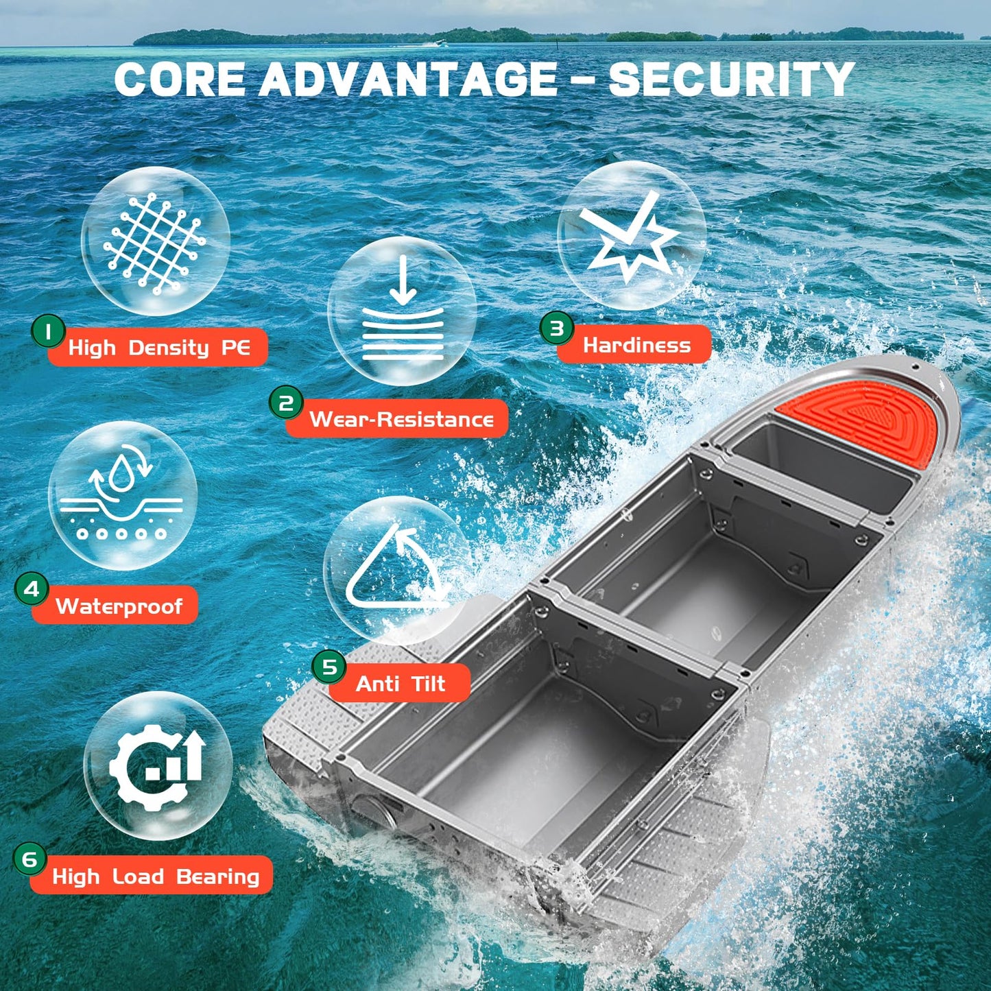 Fishing Boat, B1 Pontoon Boat with 3 Foldable Modular Boats and 2 Pontoons, 1300lb Capacity Row Boat 4-6 Adults Fishing Boats with Fish Tank for Hunting, Fishing, Rescuing and Touring