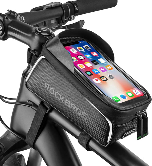 ROCKBROS Bike/Bicycle Phone Front Frame Bag, Waterproof, Tube Bag,Cycling Pouch, Bike Accessories for Men Compatible Phone Under 6.5”