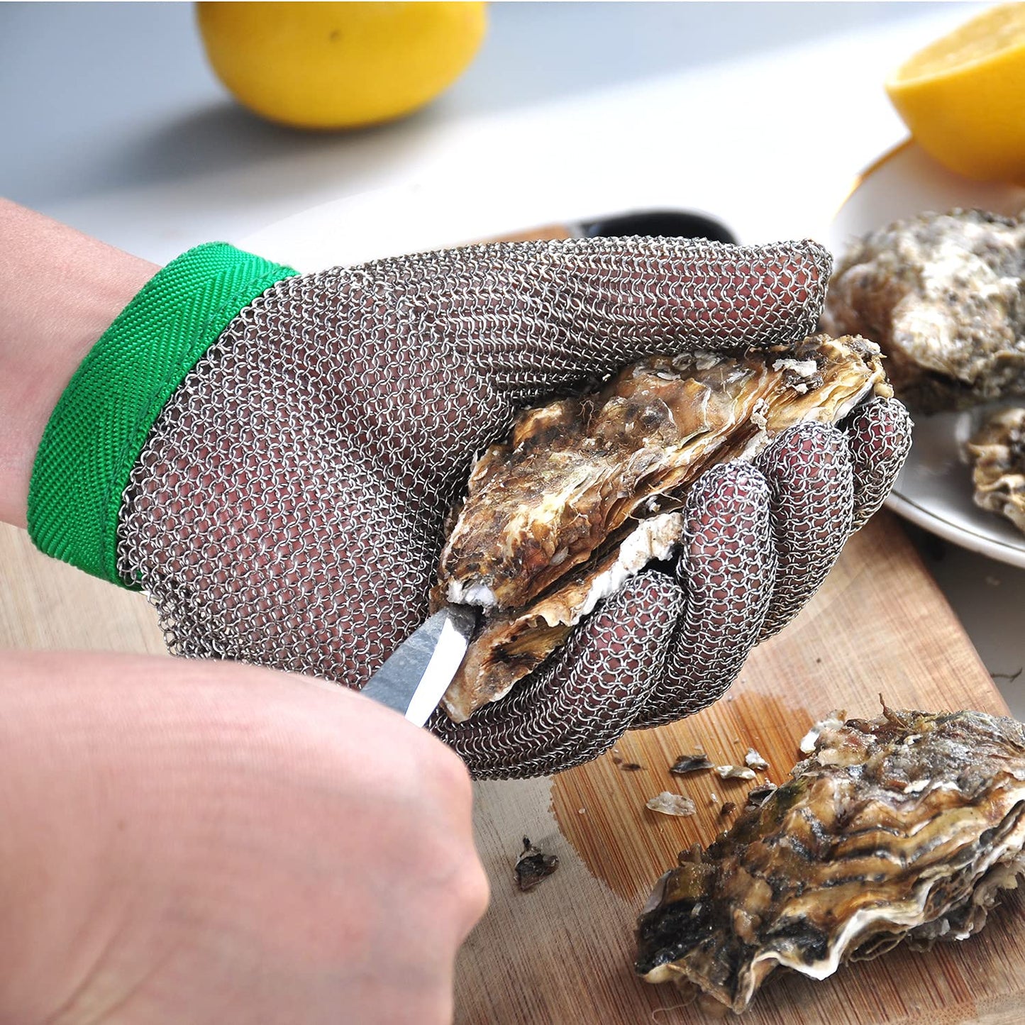 Dowellife Level 9 Cut Resistant Glove - Stainless Steel Mesh Metal Glove for Butcher, Meat Cutting, Oyster Shucking, Kitchen Mandoline, Chef Slicing, Fish Fillet (X-Large)