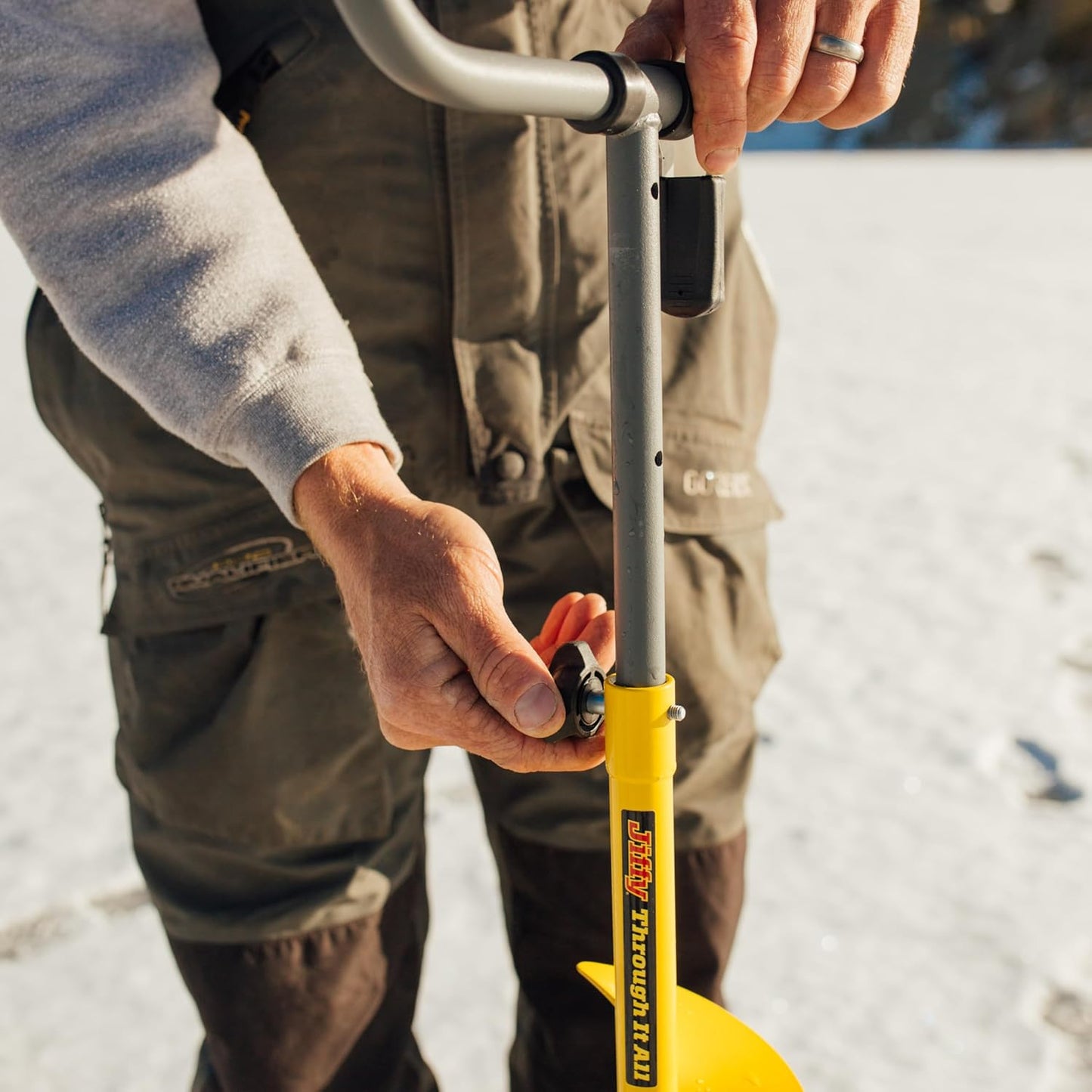 Jiffy Hand Auger, Flip-Down, Extendable, 6-Inch, Steel, Yellow, J4656