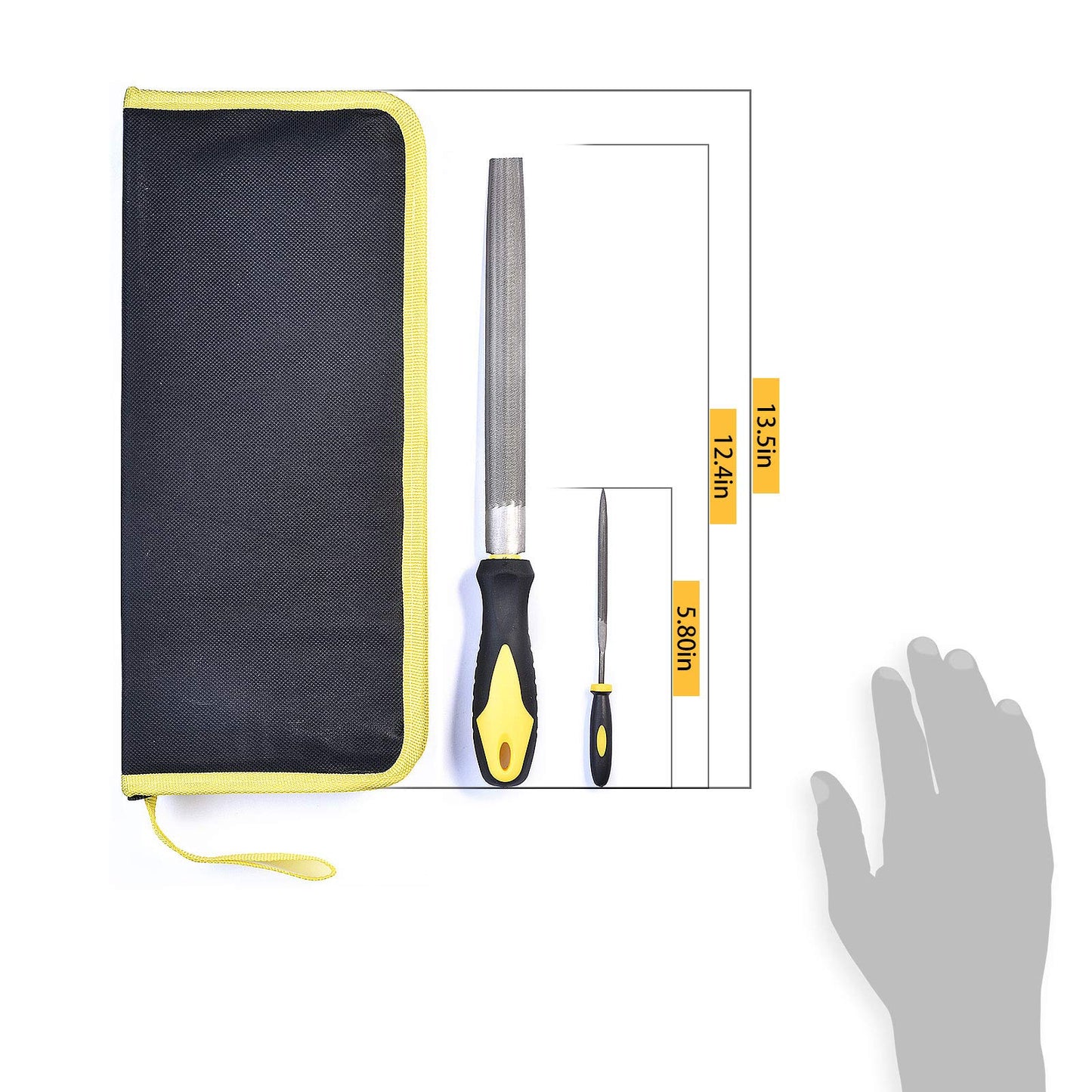 6-Piece Metal Needle File Set - Hardened Alloy Steel Includes Flat, Warding, Square, Triangular, Round, and Half-Round Files