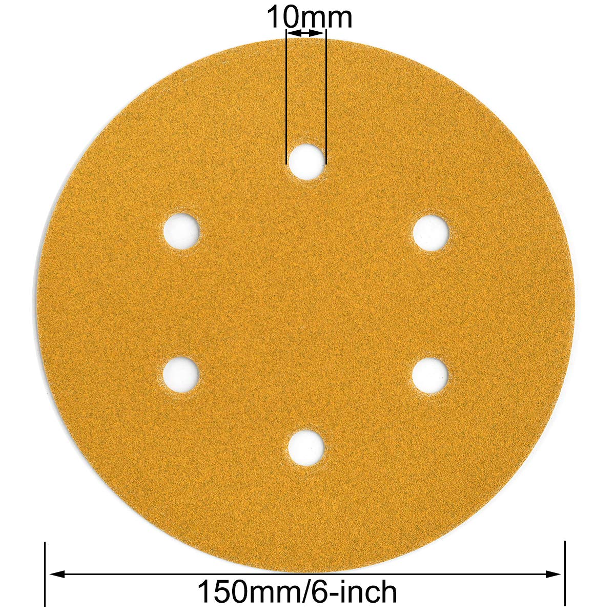 6-Inch 6-Hole Hook and Loop Sanding Discs 600-Grit, Random Orbital Sandpaper for Automotive and Woodworking, 100-Pack