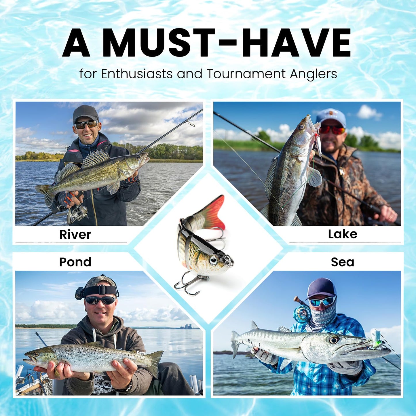 Bass Fishing Lure for Freshwater and Saltwater Lifelike Fishing Lures Multi Jointed Swimbait for Bass Trout Crappie Walleye Pike Fishing Gifts for Men