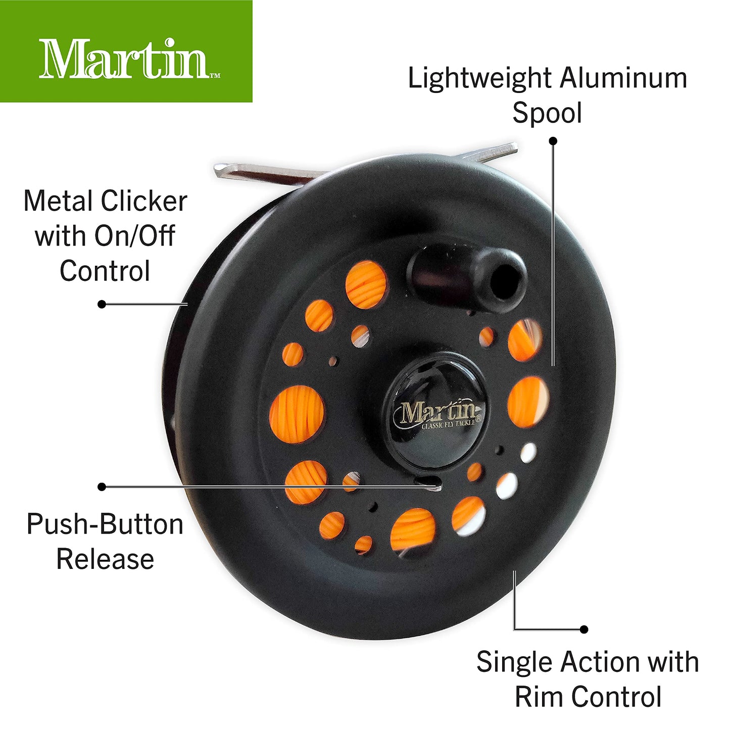 Martin Complete Fly Fishing Kit, 5/6 Rim-Control Fly Reel, Pre-spooled with Backing, Line and Leader, 3-Piece 8-Foot 5/6-Weight Rod, Includes Custom Fly Assortment
