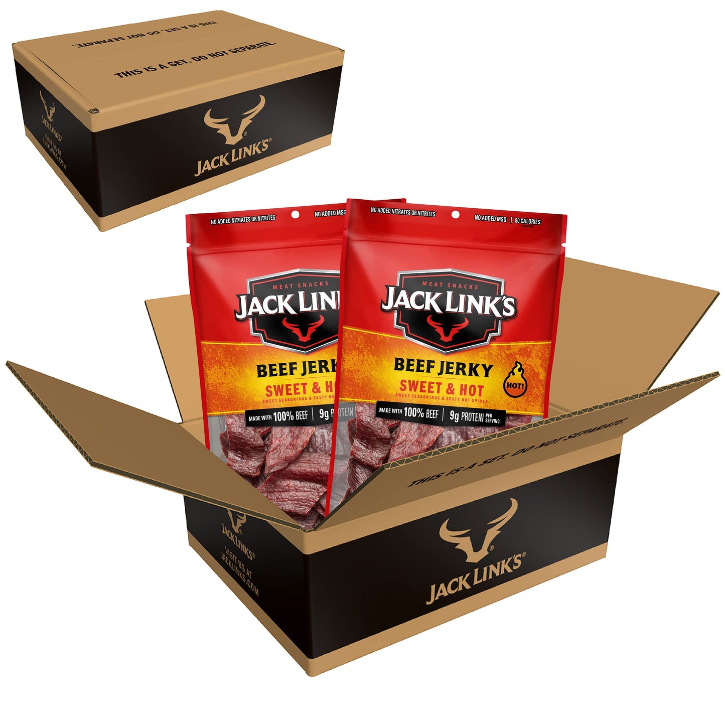 Jack Link's Beef Jerky, Original, Large Jerky Bags - Great Gifts for Dad, Flavorful Meat Snacks, Ready to Eat Protein Snacks with 10g of Protein per Serving, Made with 100% Beef - 9 Oz. (Pack of 2)