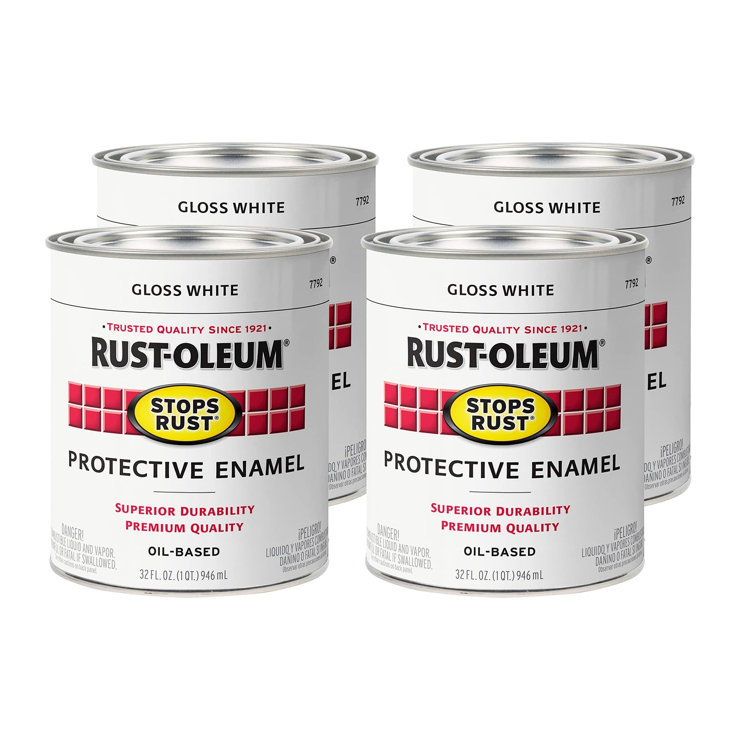 Rust-Oleum 7779502 Stops Rust Brush On Paint, Quart, Gloss Black, 32 Fl Oz (Pack of 1)