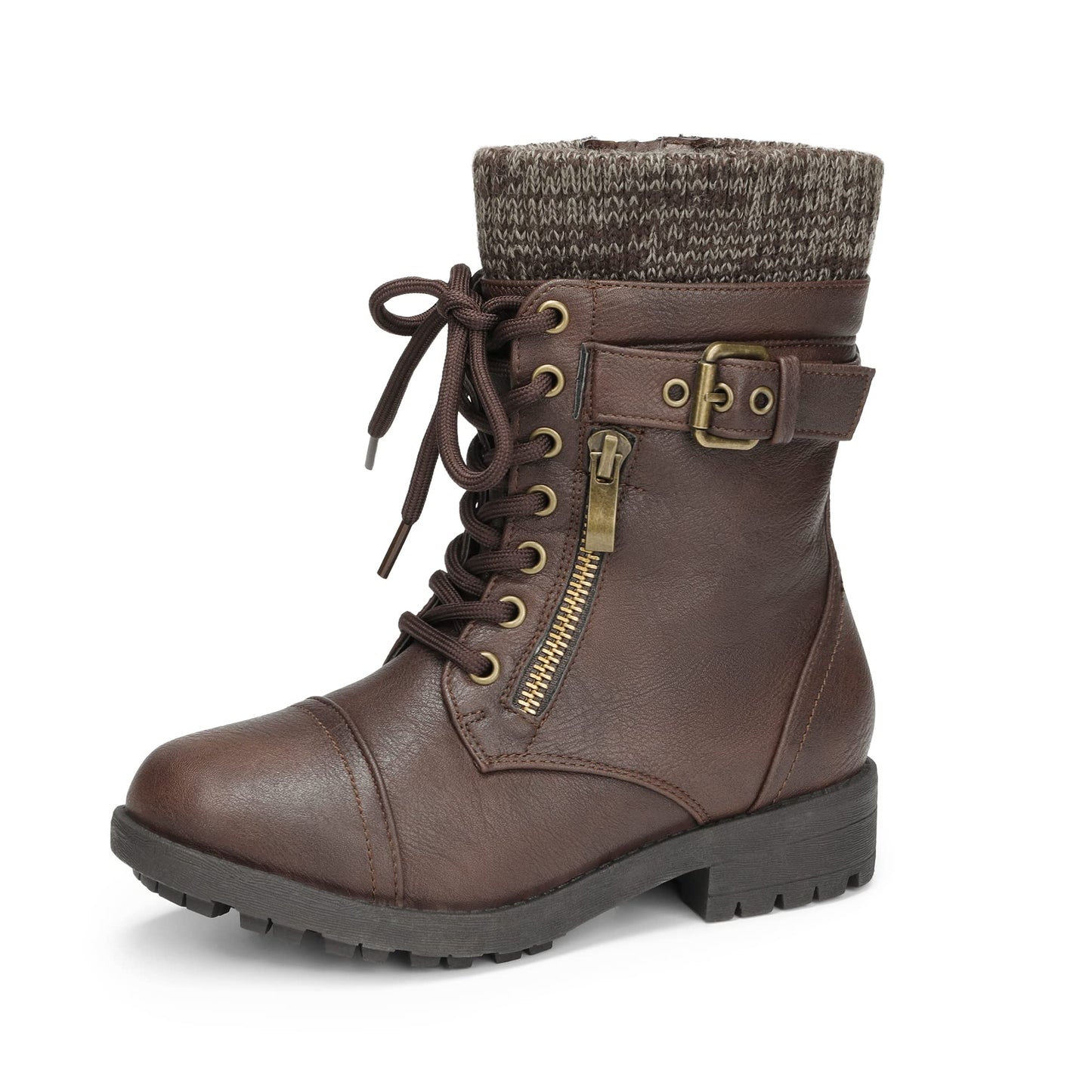 DREAM PAIRS Girl's Mid Calf Combat Ankle Lace up Boots