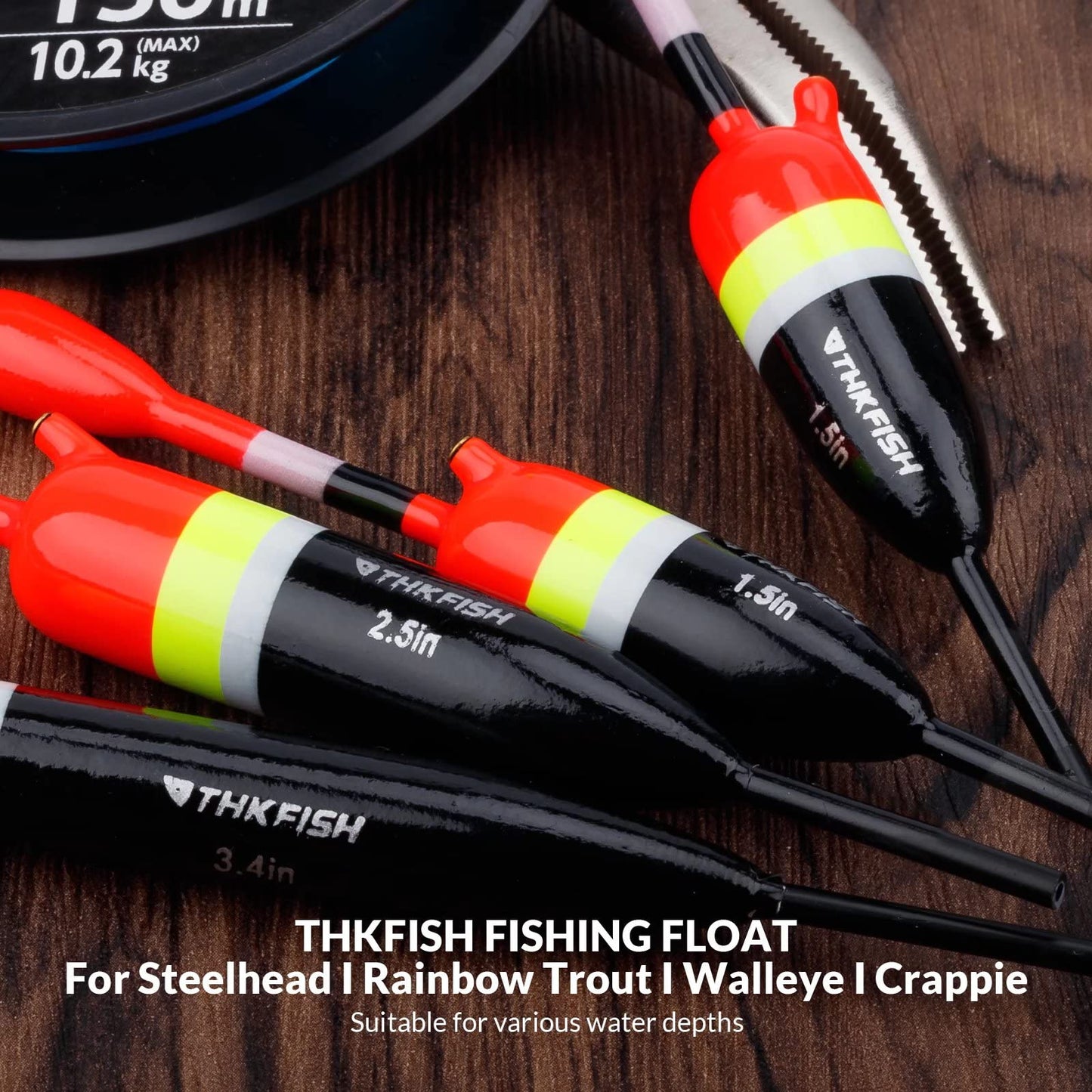 THKFISH Fishing Bobbers Fishing Floats and Bobbers Slip Bobbers for Fishing Balsa Floats Crappie Fishing Bobbers 1/6oz(3.47"X0.47"X6.73") 3/8oz(3.84"X0.6"X 7.2") 1/2oz(4.13"X0.75"X7.87")