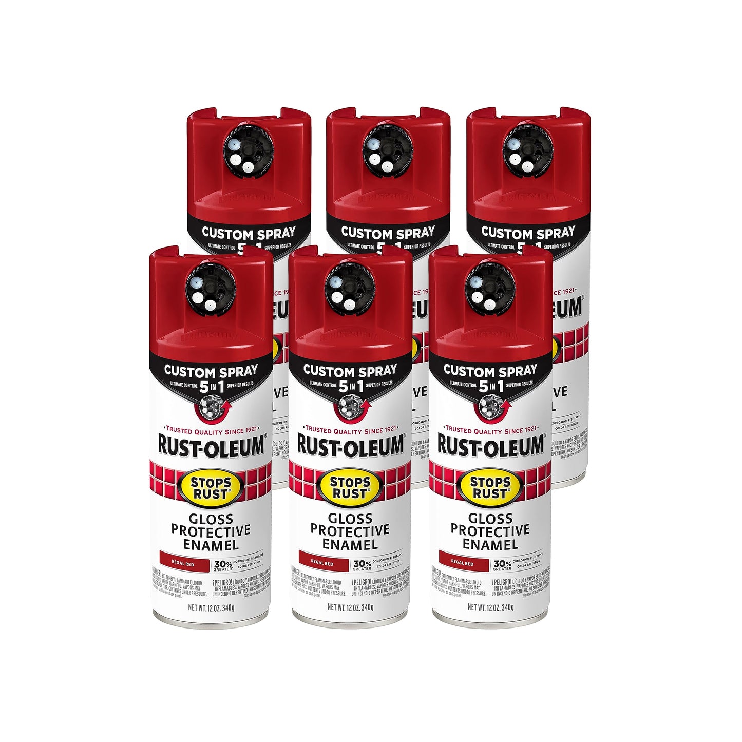 Rust-Oleum 376892 Stops Rust Custom Spray 5-in-1 Spray Paint, 12 oz, Gloss Leather Brown